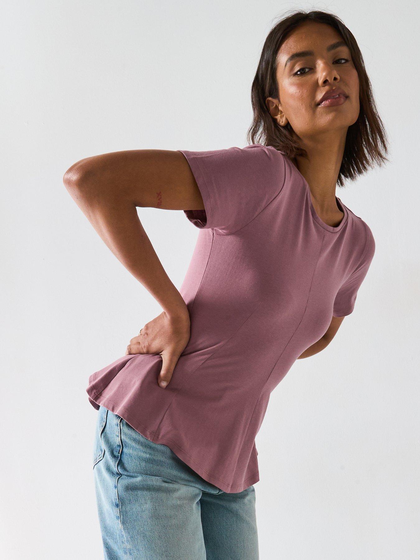 Image 4 of 6 of V by Very Seam Detail T-Shirt - Purple