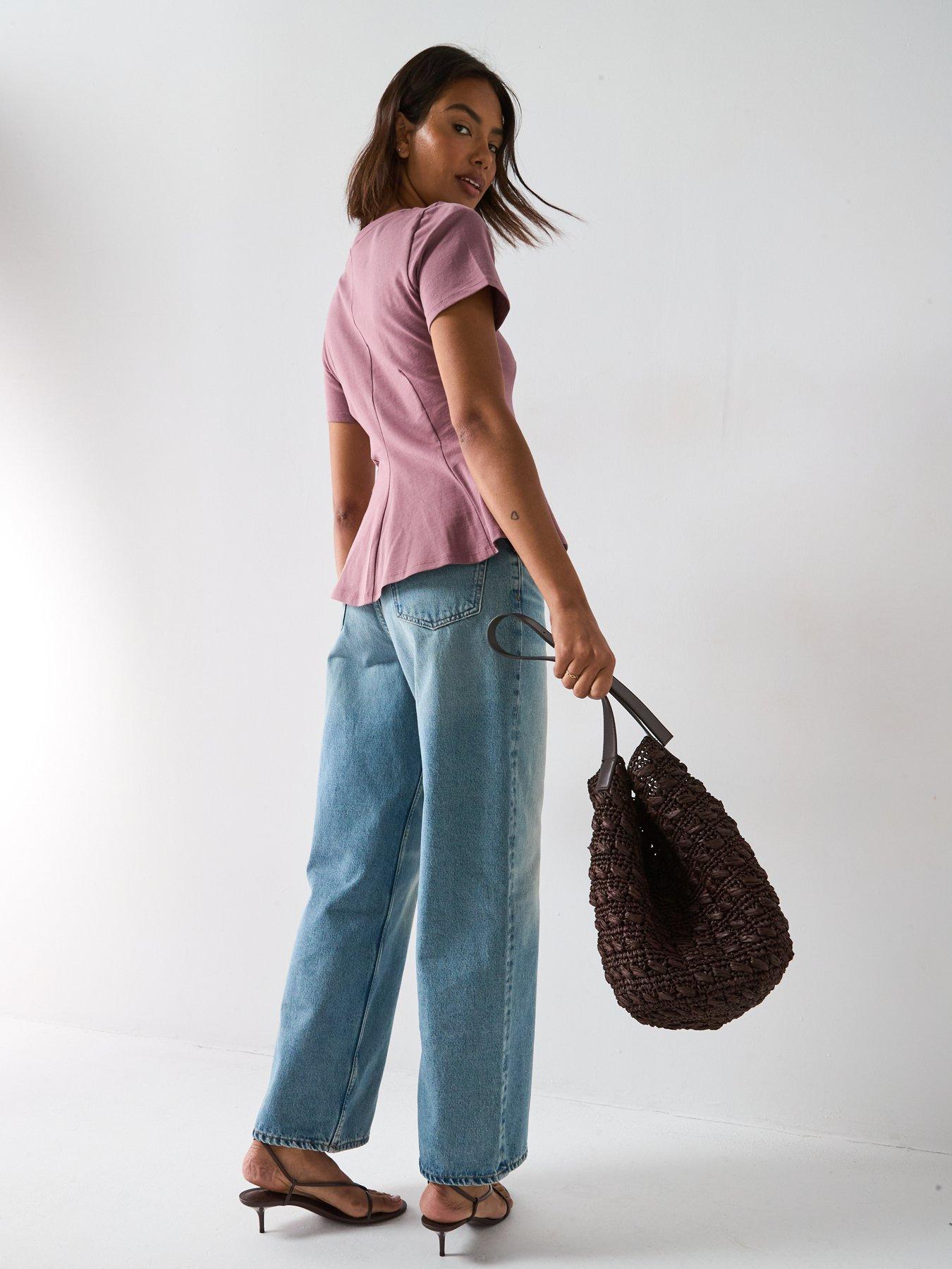 Image 6 of 6 of V by Very Seam Detail T-Shirt - Purple