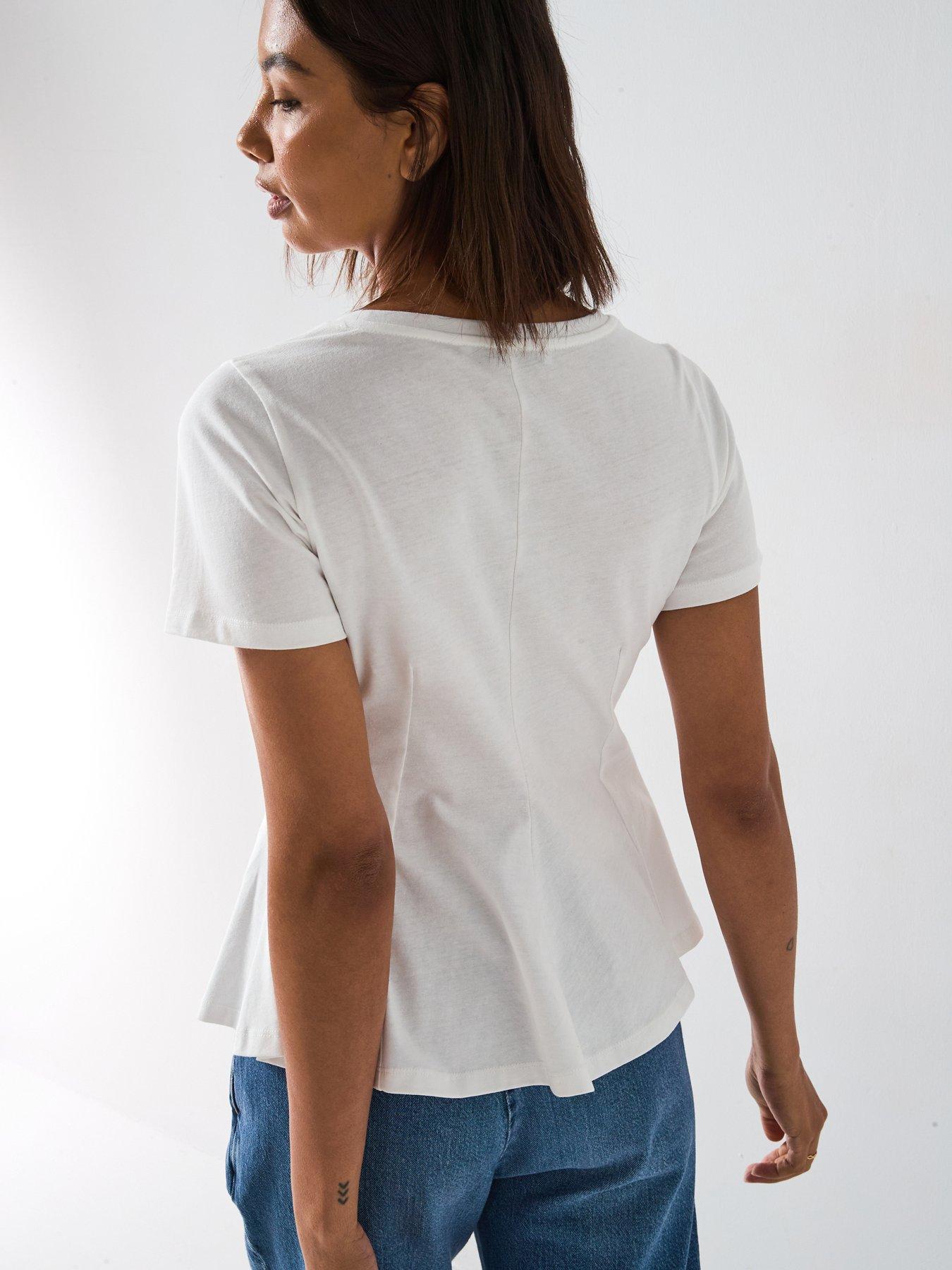 Image 2 of 6 of V by Very Seam Detail T-Shirt - White
