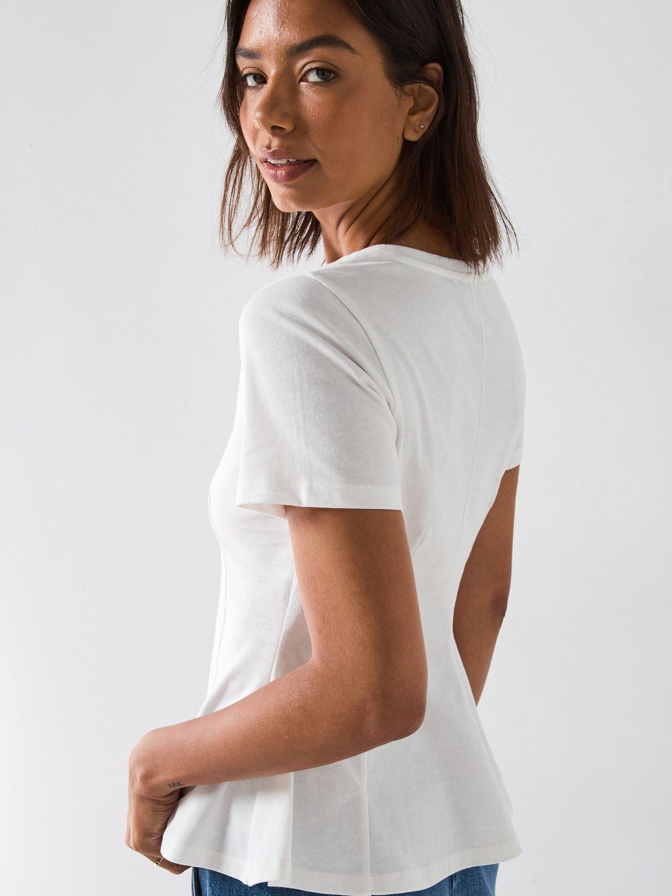 Image 4 of 6 of V by Very Seam Detail T-Shirt - White