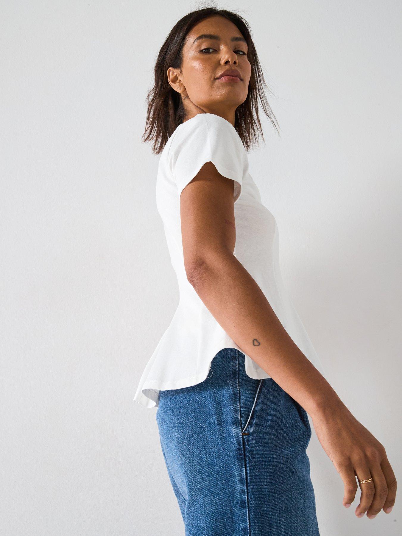 Image 6 of 6 of V by Very Seam Detail T-Shirt - White