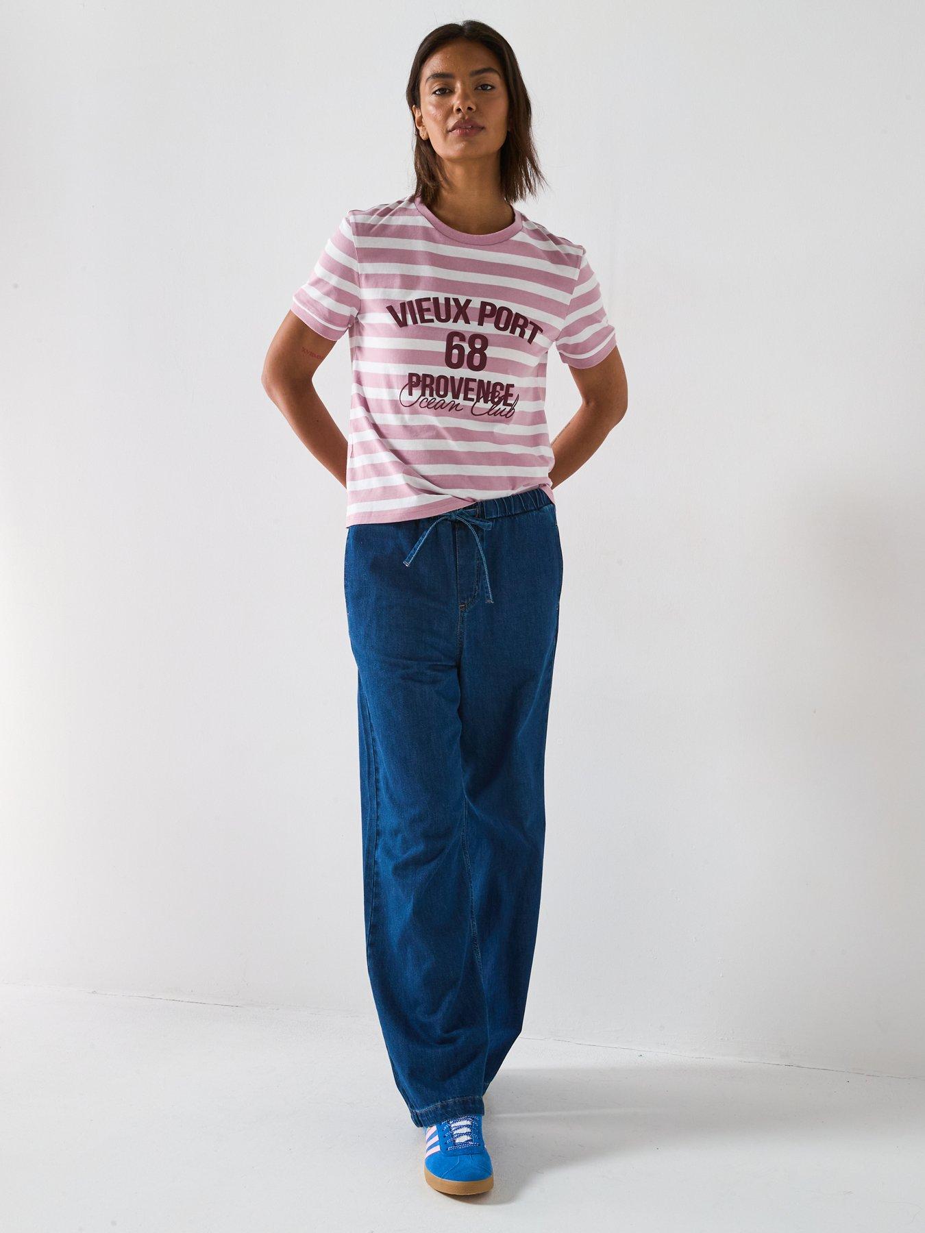 Image 5 of 6 of V by Very Graphic Stripe T-shirt - Pink