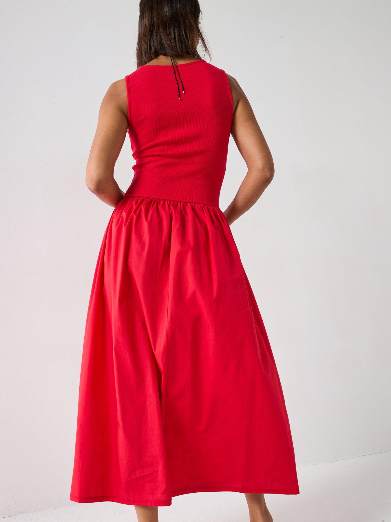 v-by-very-woven-mix-midaxi-dress-redstillFront