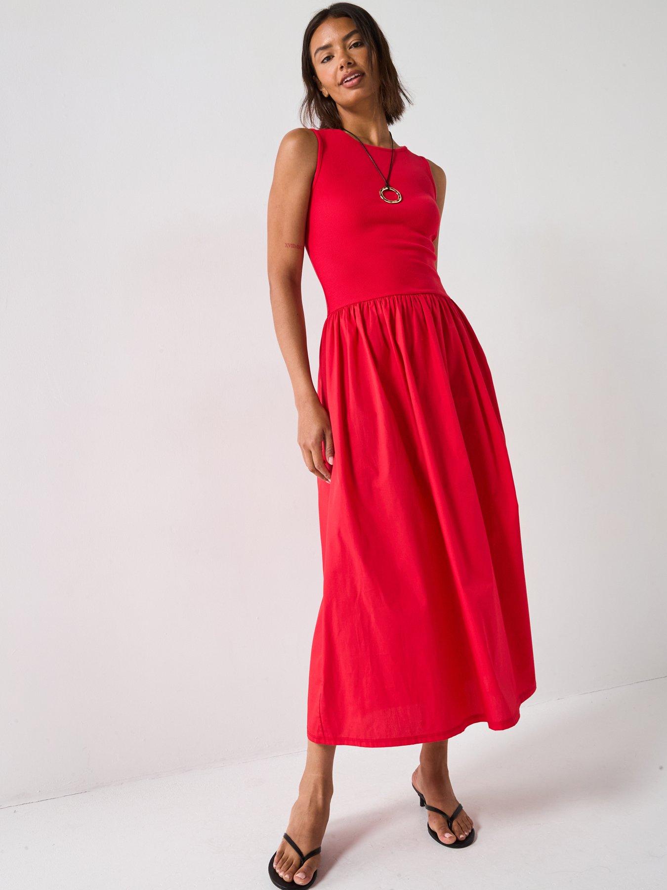 v-by-very-woven-mix-midaxi-dress-reddetail