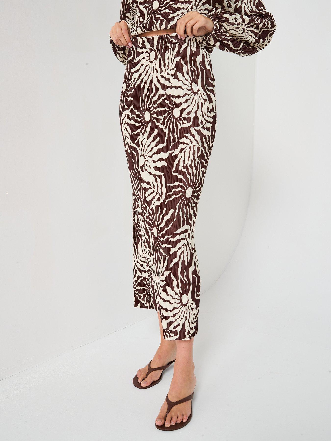 V by Very Plisse Skirt Co-Ord - Print