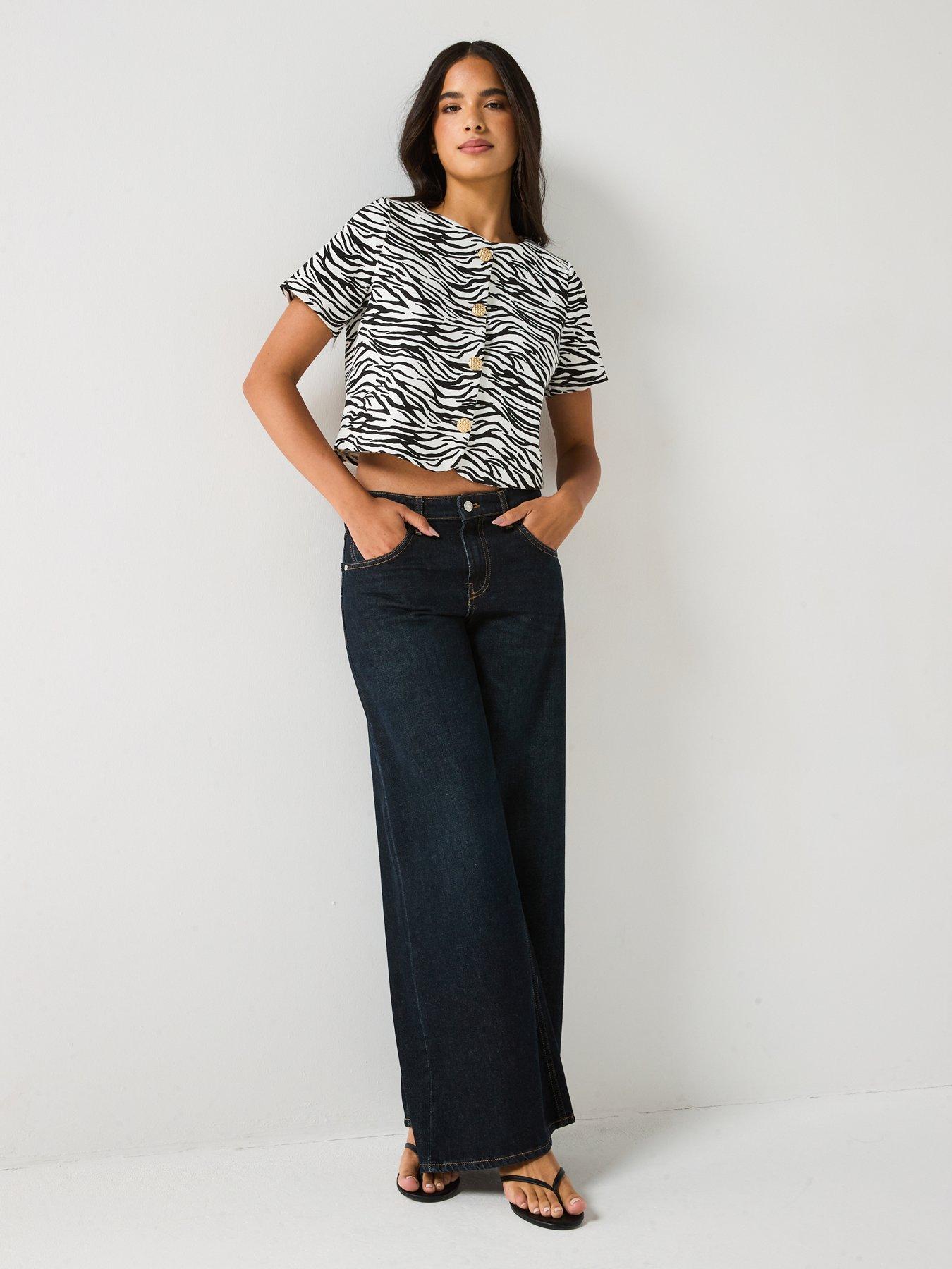 Image 3 of 5 of V by Very Zebra Button Up Top - Print