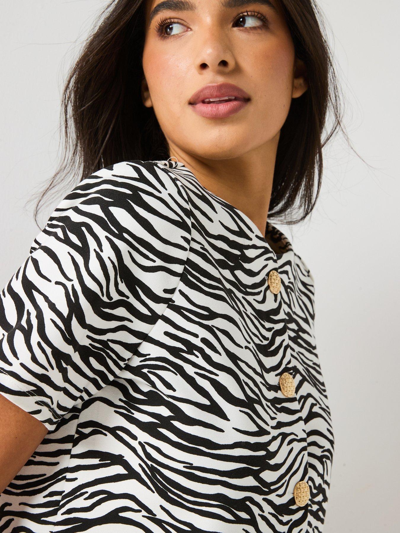 Image 4 of 5 of V by Very Zebra Button Up Top - Print