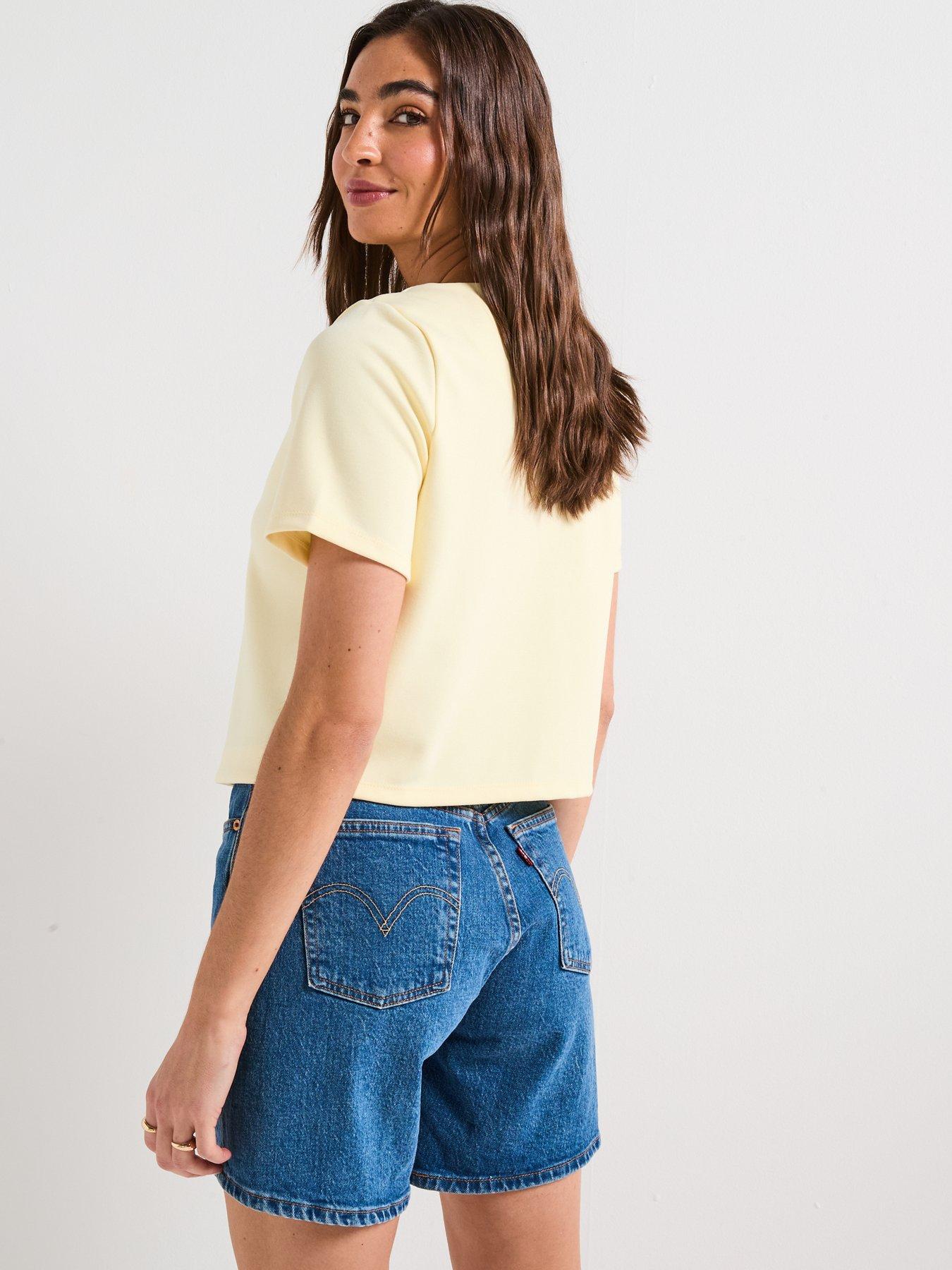 v-by-very-button-up-short-sleeve-top-lemonstillFront