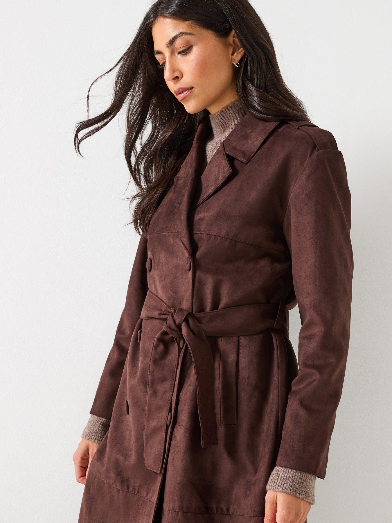 only-faux-suede-trenchcoat-dark-brownoutfit