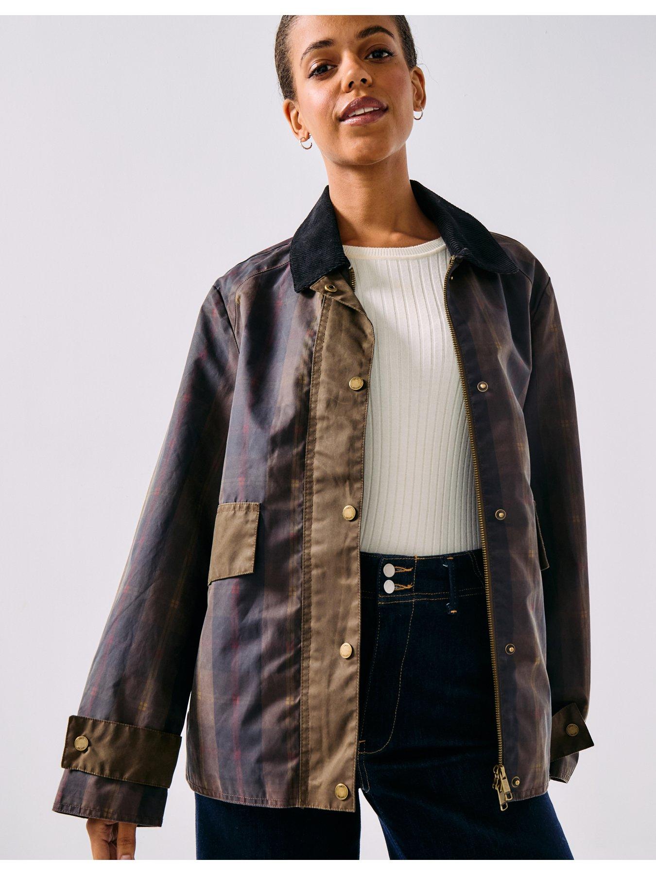 only-mountain-check-barn-jacket-green