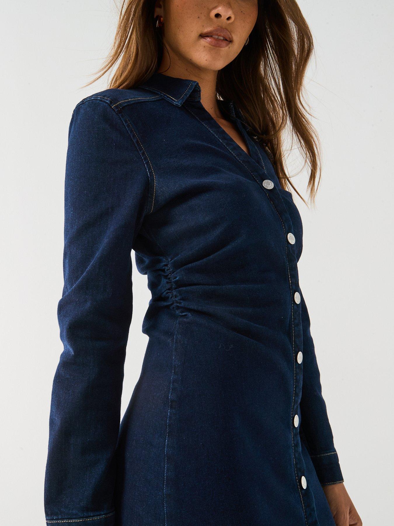 only-caitlin-long-sleeve-denim-dress-blueoutfit