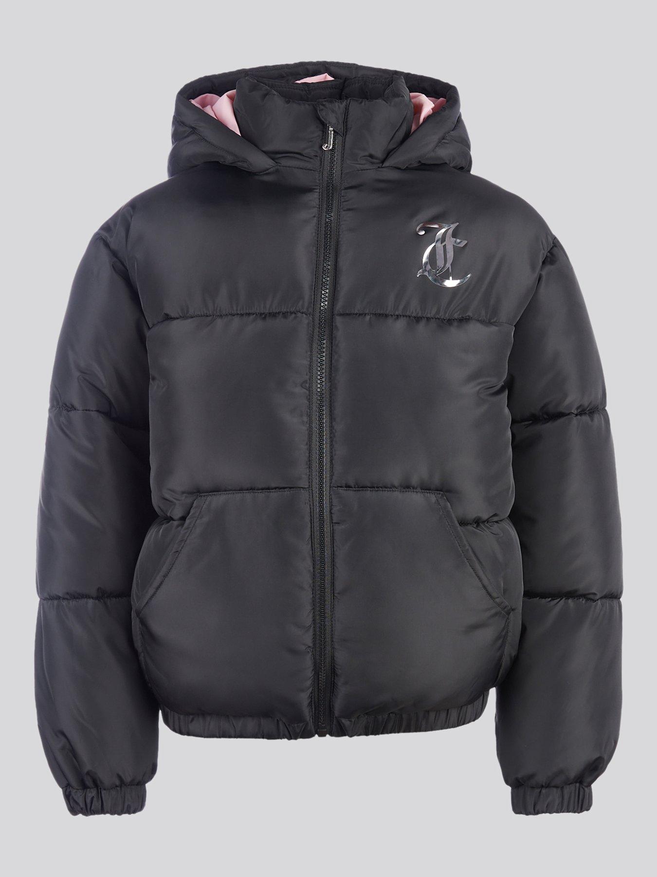 Juicy Couture Girls Shorter Length Foiled Padded Coat - Black