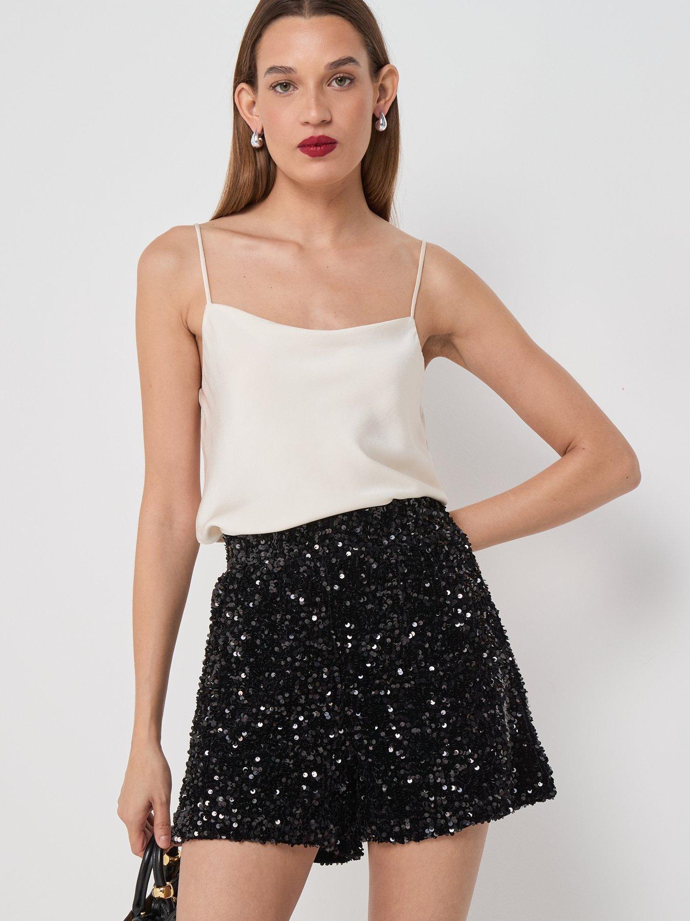 only-onlconfidence-sequin-shorts-blackoutfit