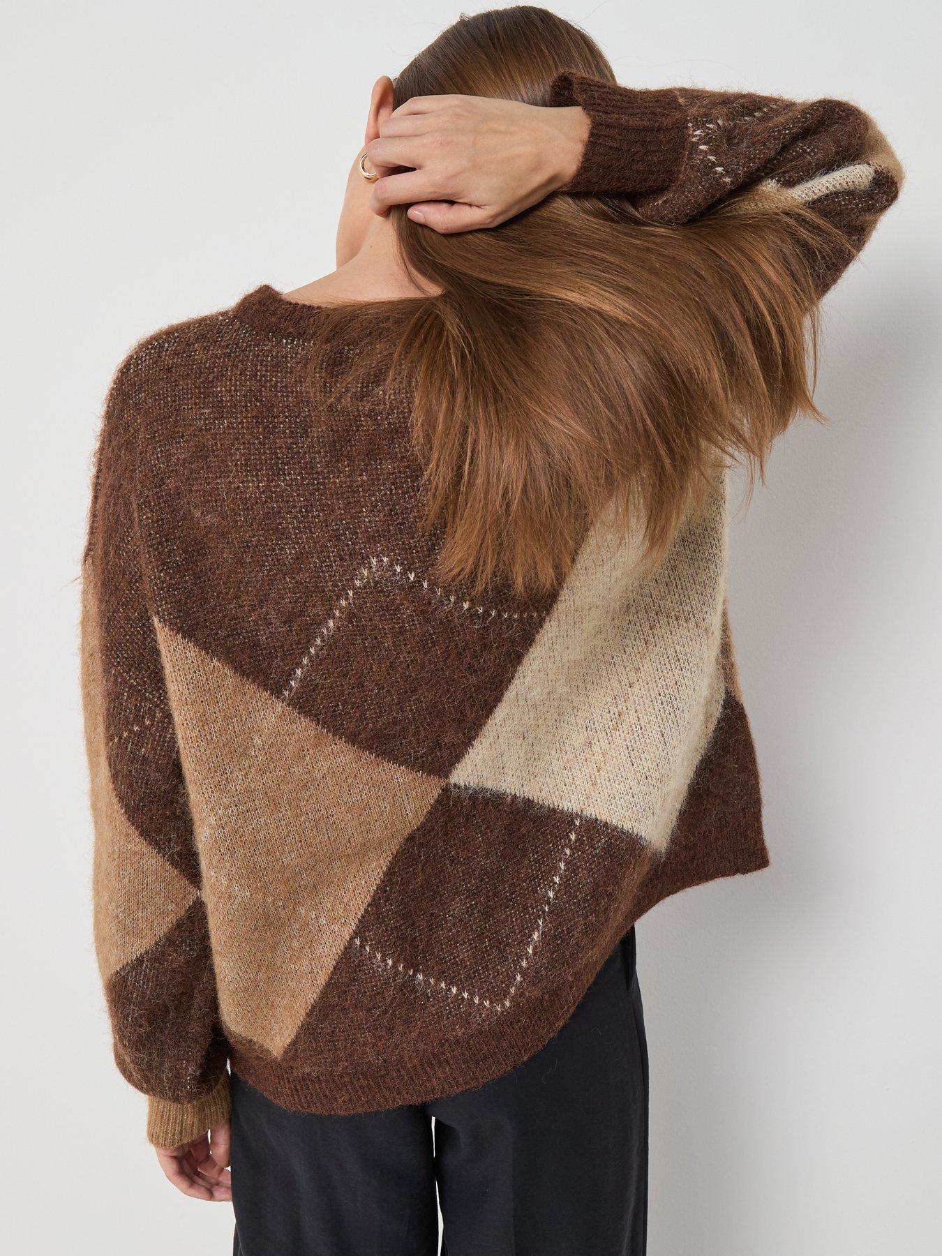 only-noeme-life-long-sleeve-argyle-knit-jumper-brownstillFront