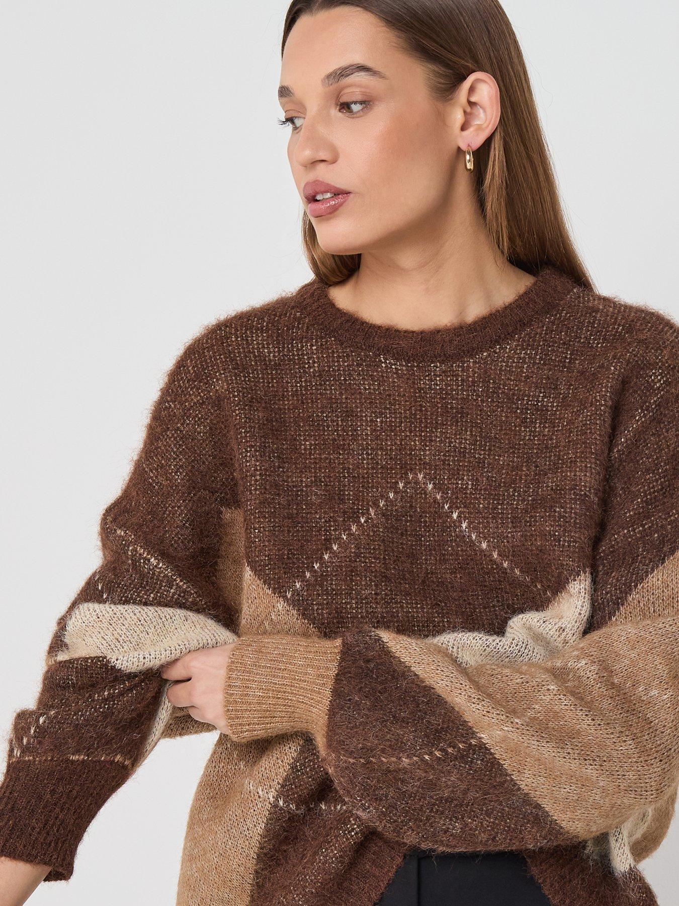 only-noeme-life-long-sleeve-argyle-knit-jumper-brownoutfit