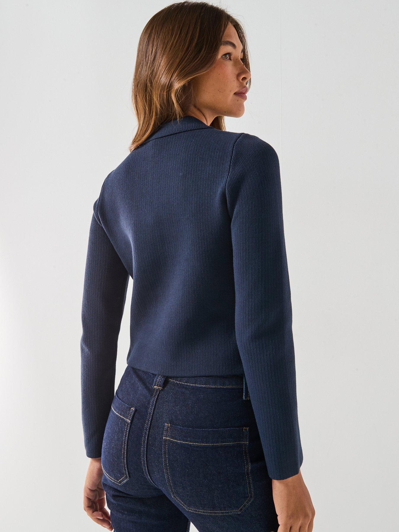 Image 2 of 6 of Only Alberte Life Long Sleeve Button Cardigan - Navy