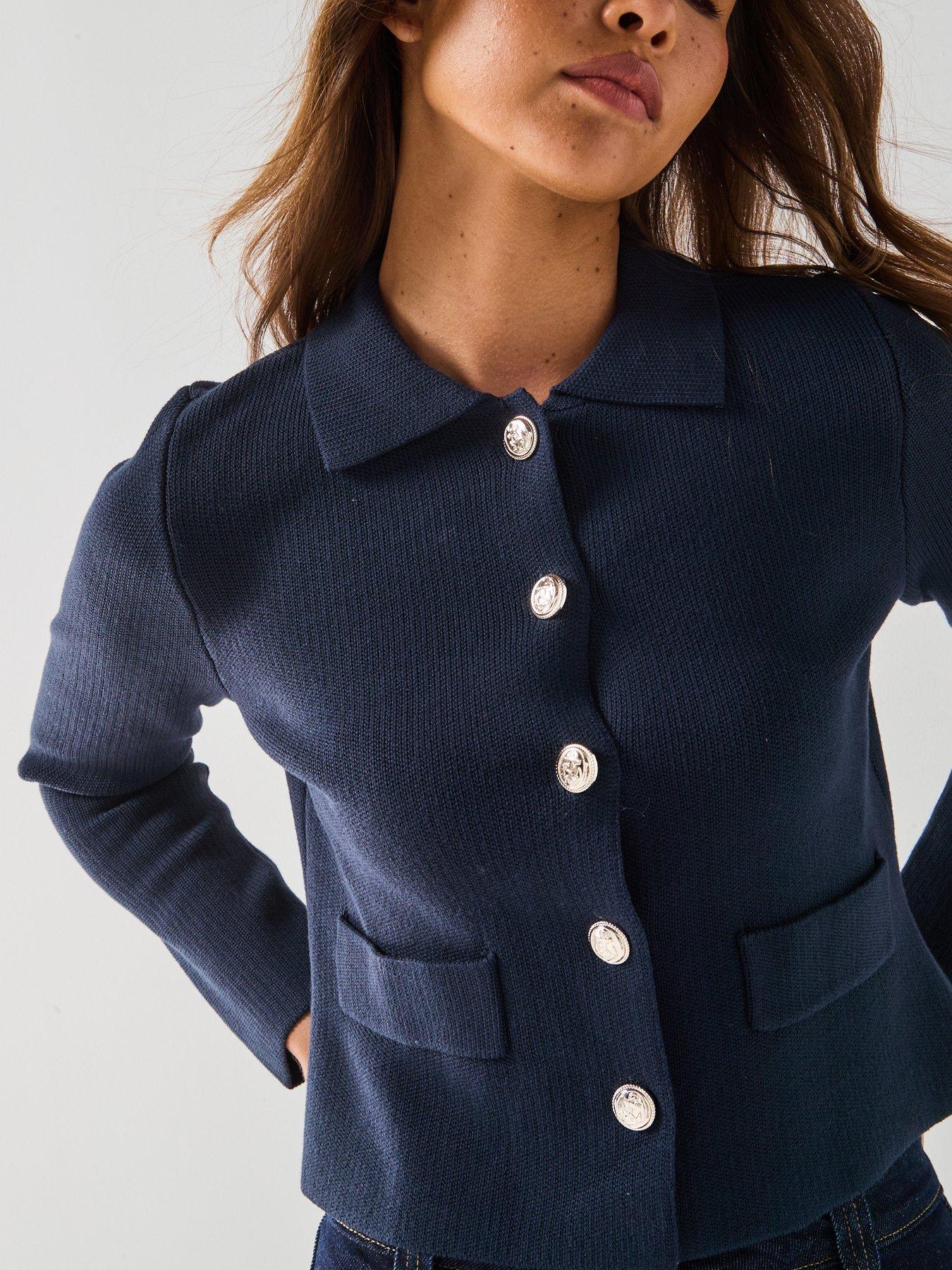 Image 4 of 6 of Only Alberte Life Long Sleeve Button Cardigan - Navy