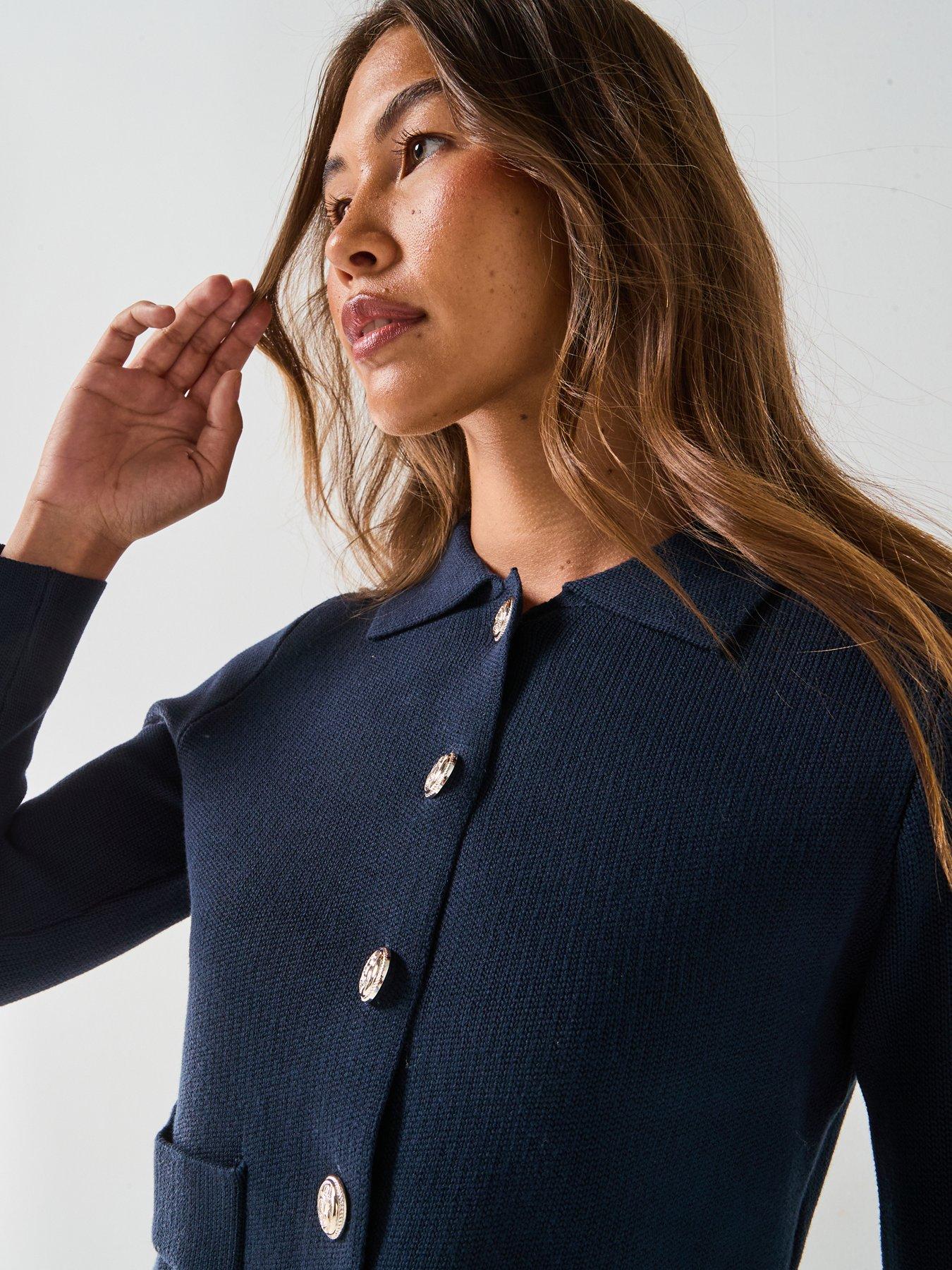 Image 5 of 6 of Only Alberte Life Long Sleeve Button Cardigan - Navy