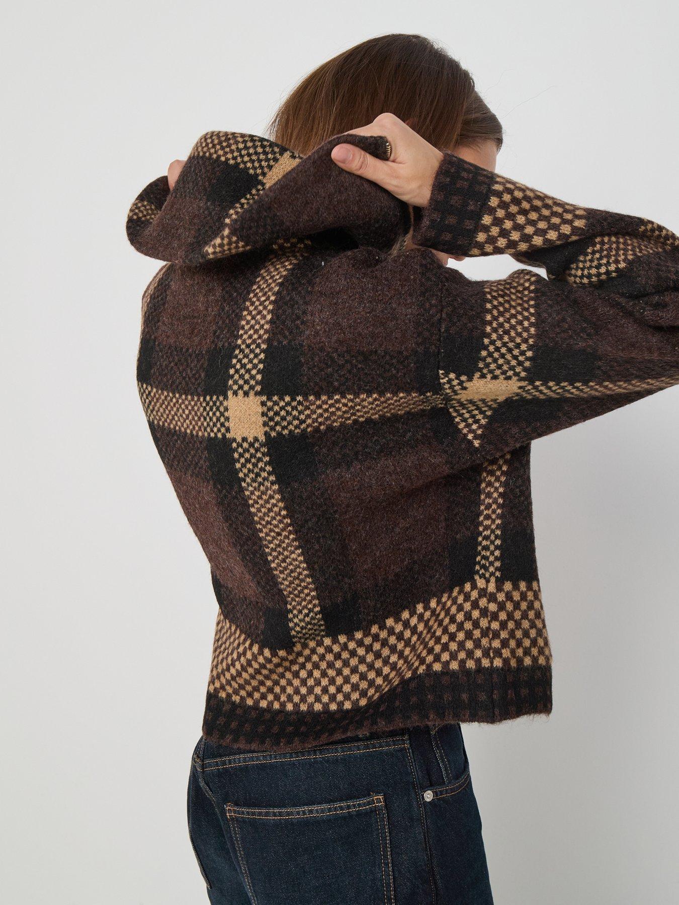 Image 2 of 6 of JDY 2-way Zip Funnel Neck Cardigan - Brown