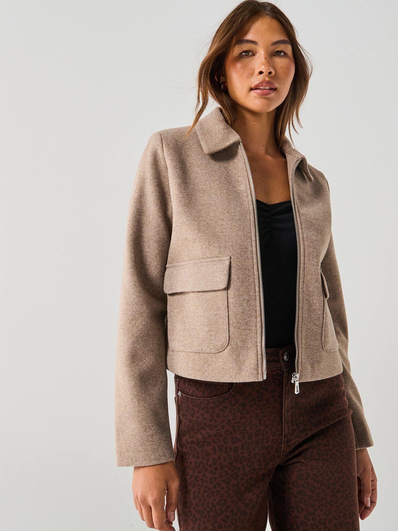 only-zip-short-jacket-beige