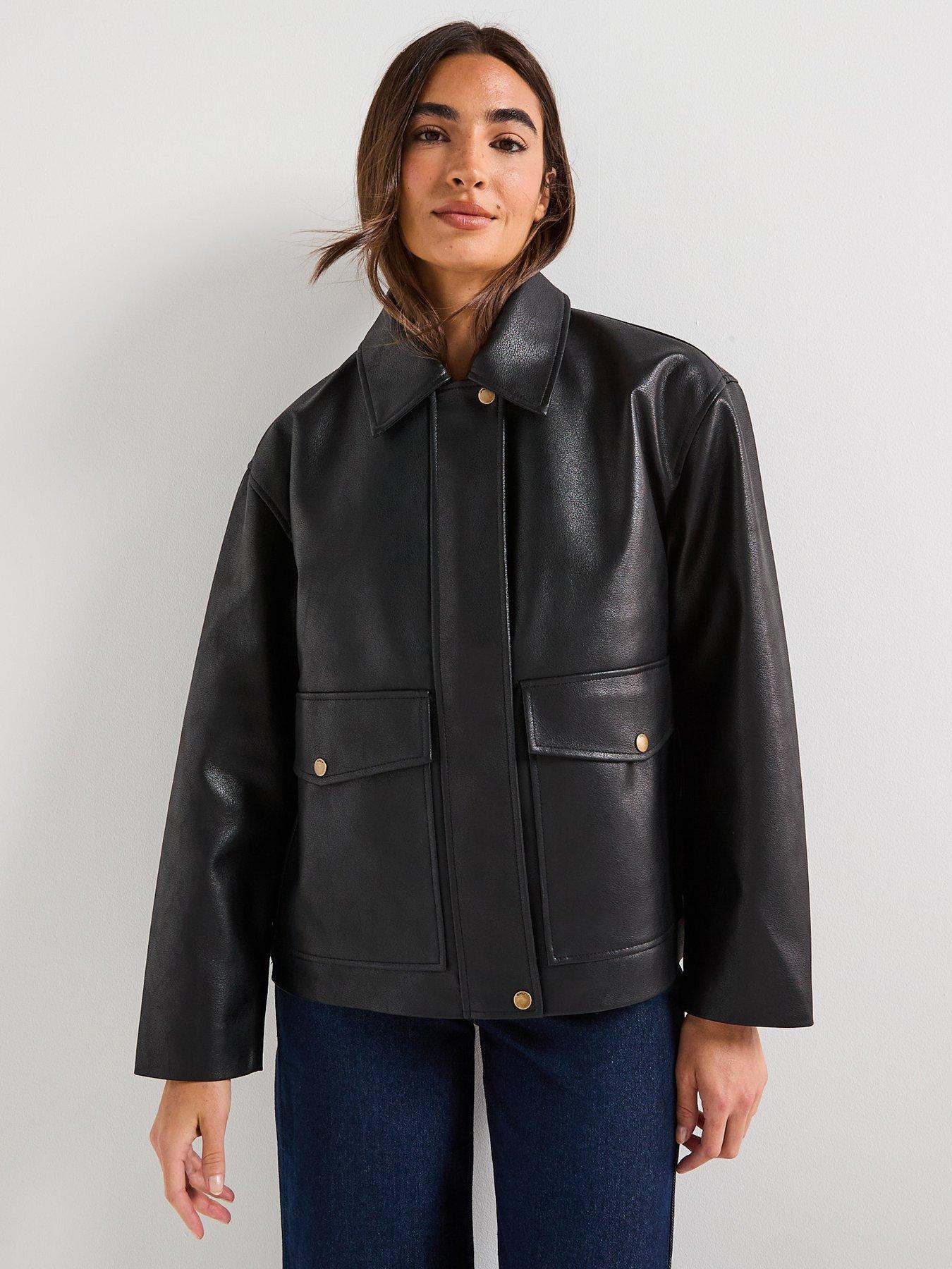 Image 1 of 6 of Only Jasmin Faux Leather Jacket - Black