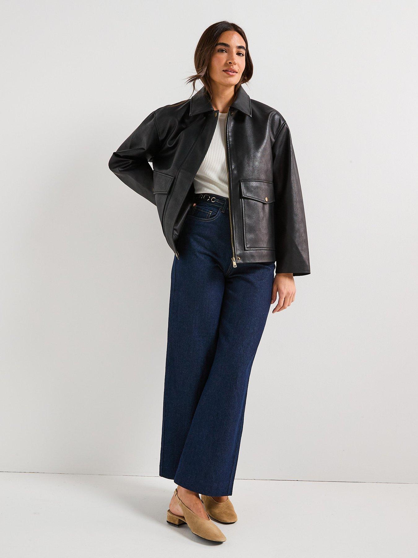 Image 3 of 6 of Only Jasmin Faux Leather Jacket - Black