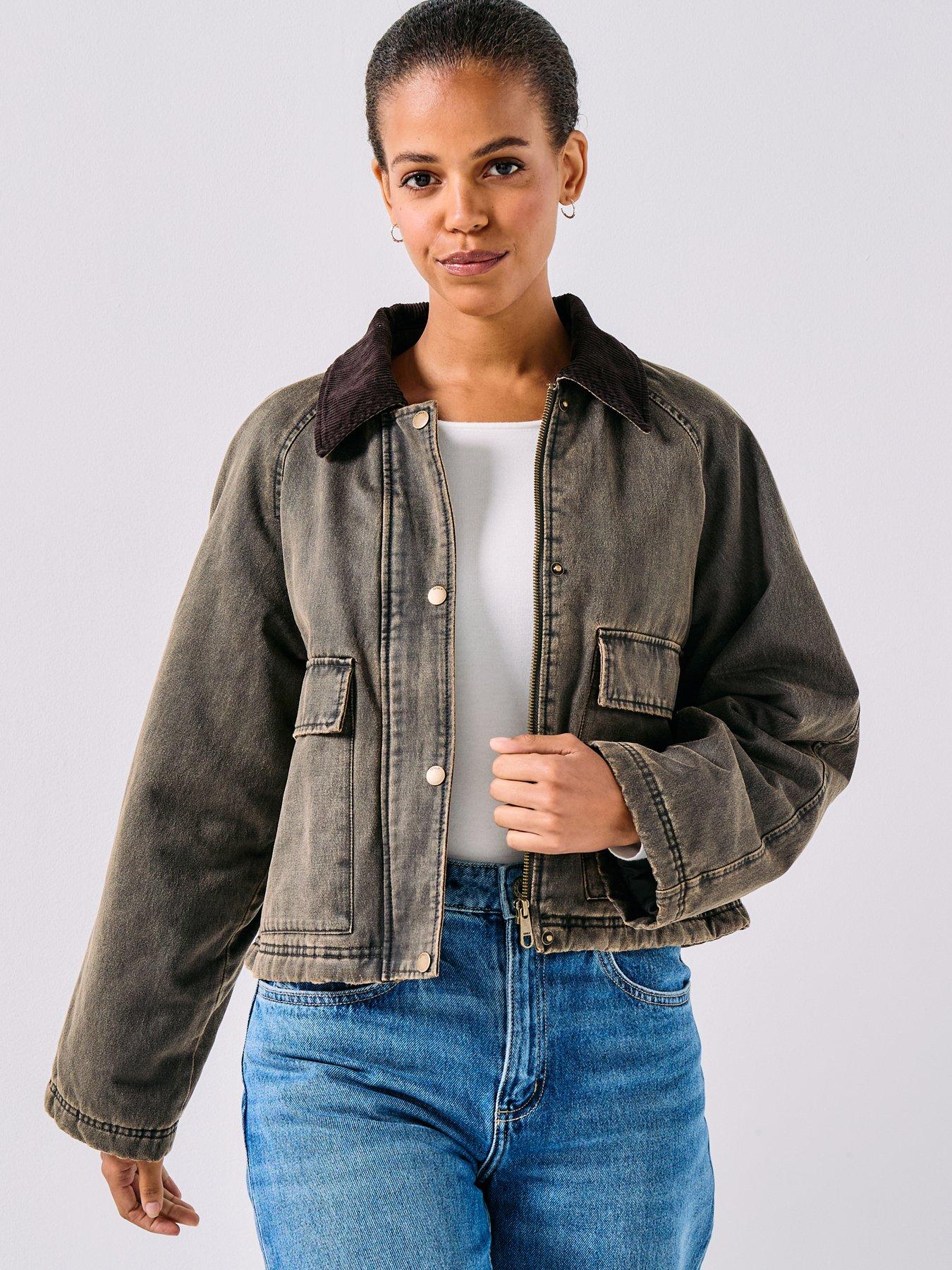 Image 1 of 6 of Only Janet Short Trucker Jacket - Brown