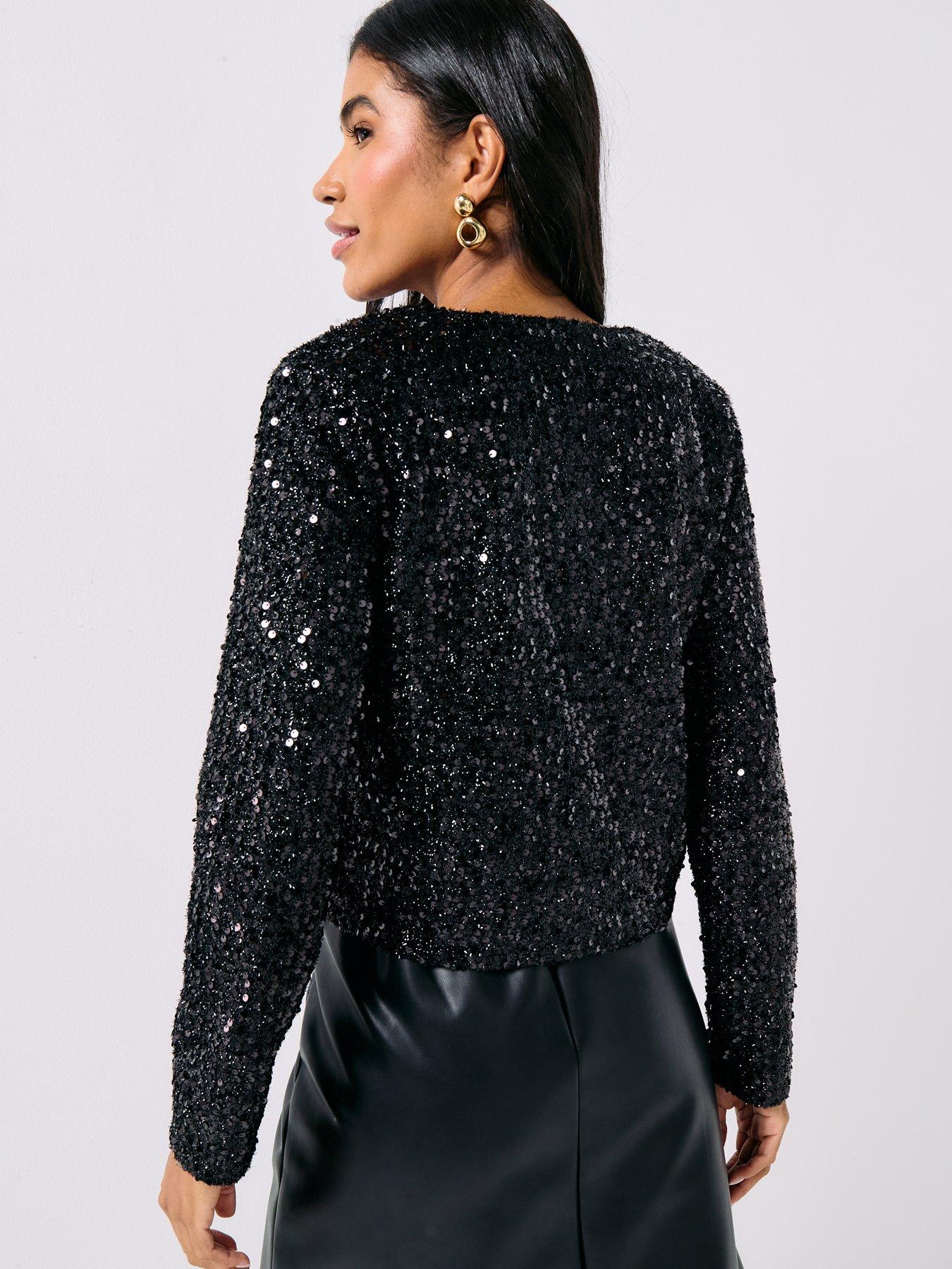 Image 2 of 6 of JDY Long Sleeve Sequin Jacket &nbsp;- Black