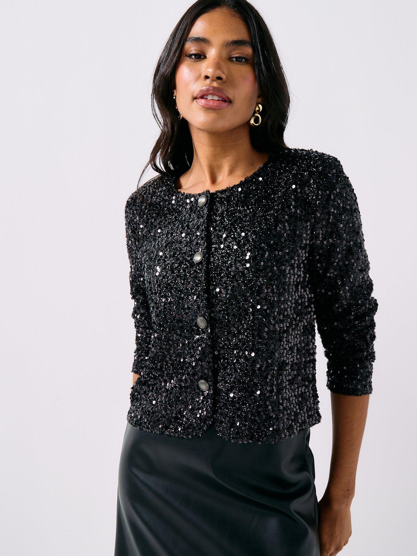 Image 6 of 6 of JDY Long Sleeve Sequin Jacket &nbsp;- Black