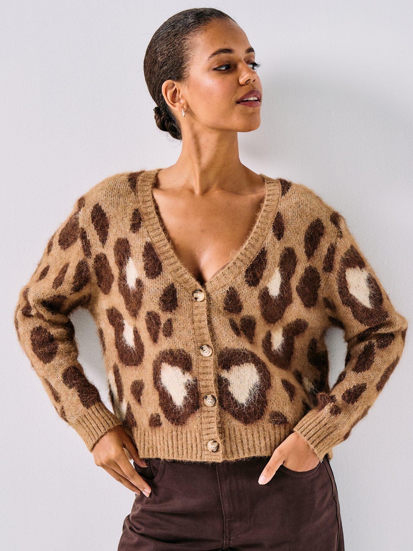 only-animal-print-regular-v-neck-cardigan-multi