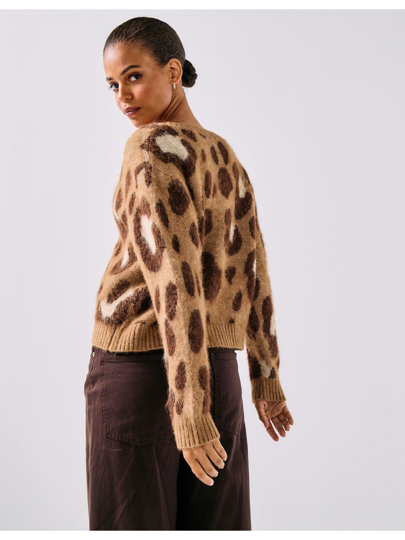 only-animal-print-regular-v-neck-cardigan-multistillFront