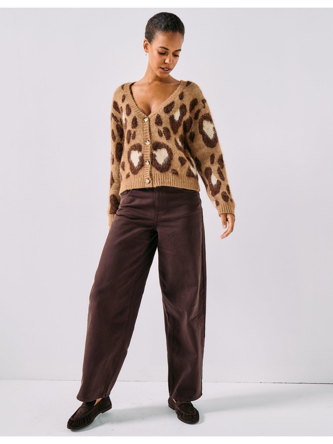 only-animal-print-regular-v-neck-cardigan-multiback