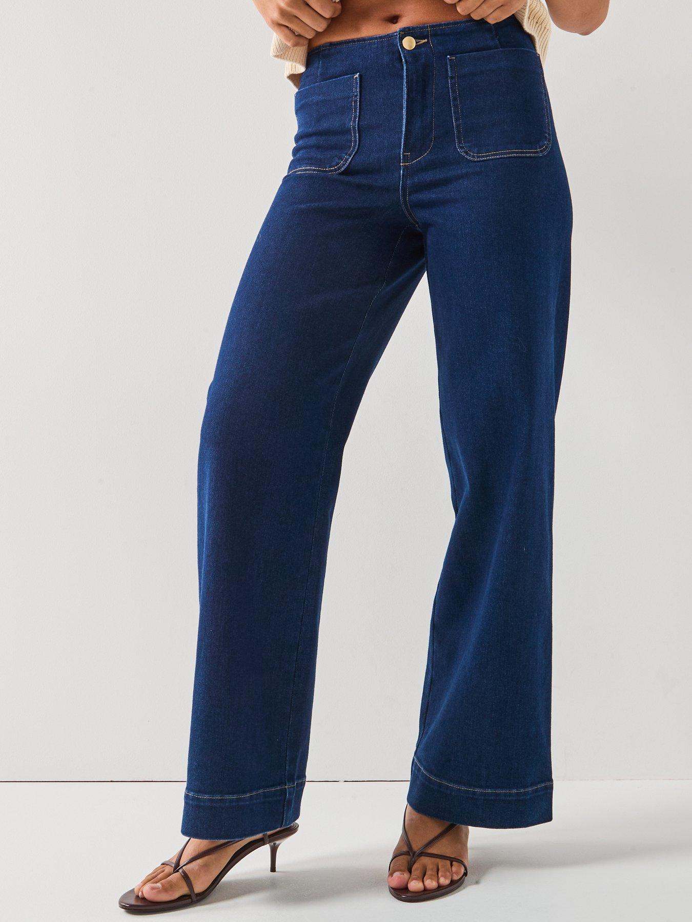 JDY Vanessa High Waist Pocket Wide Jeans - Blue