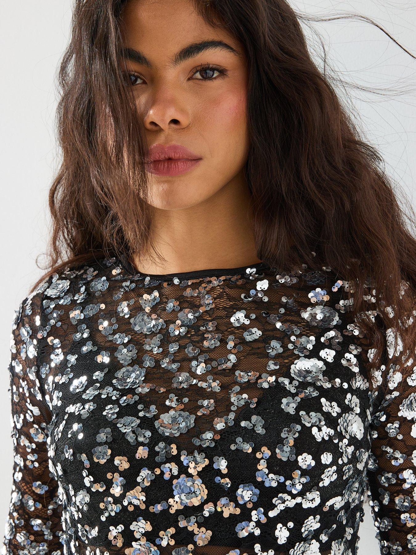 only-long-sleeve-lace-sequin-top-silveroutfit