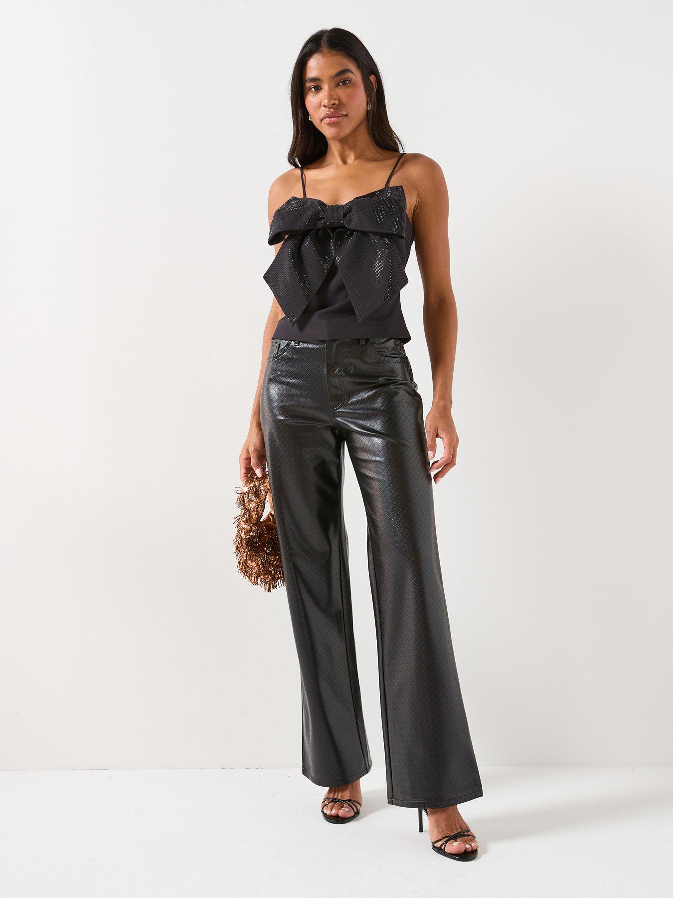 only-long-line-rhinestone-bow-strap-top-blackback