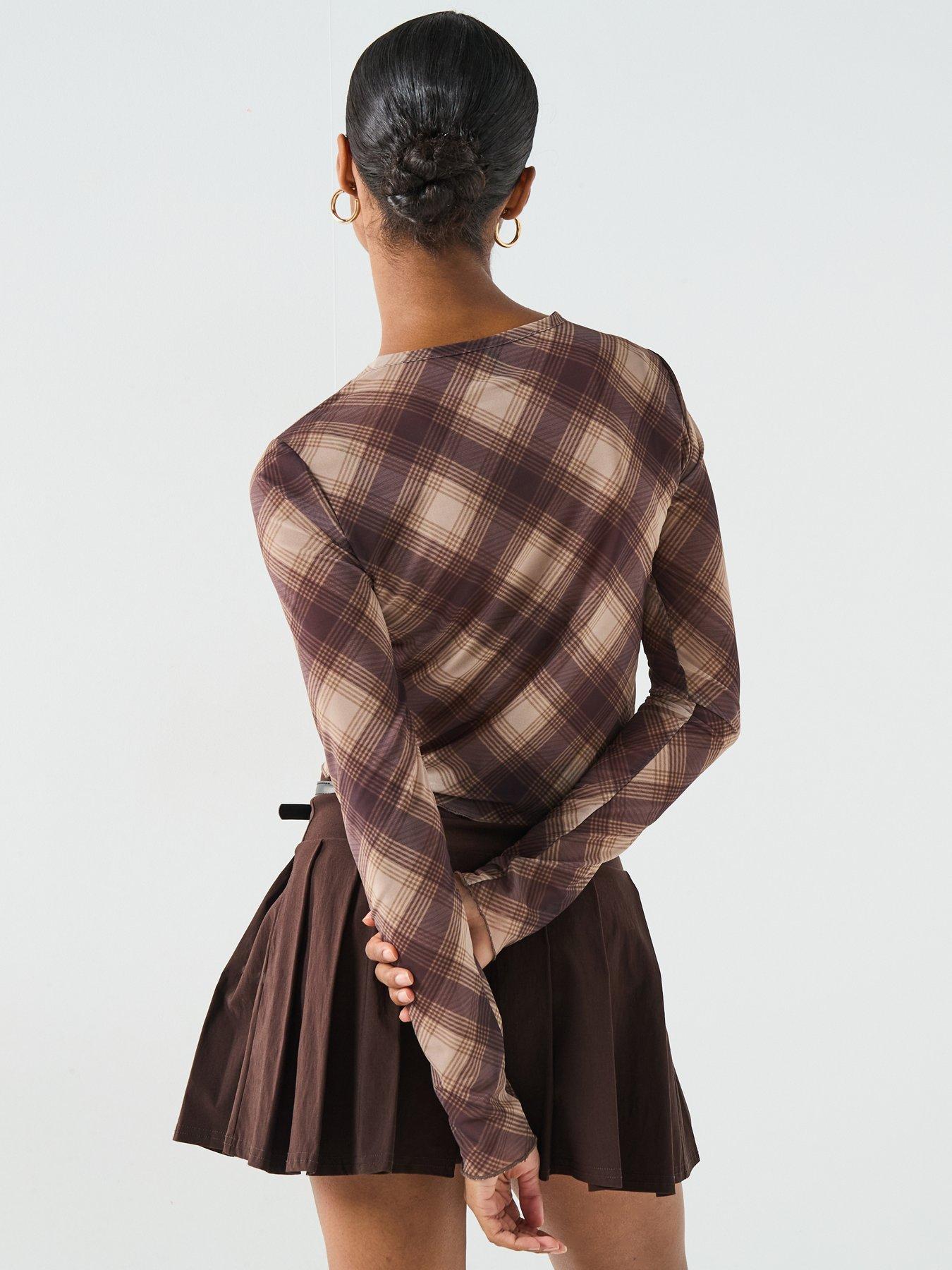 only-elva-long-sleeve-mesh-tartan-cardigan-multistillFront