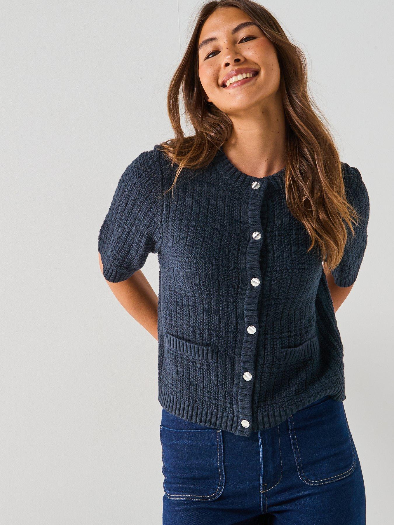JDY Tikka Short Sleeve O-neck Cardigan - Navy