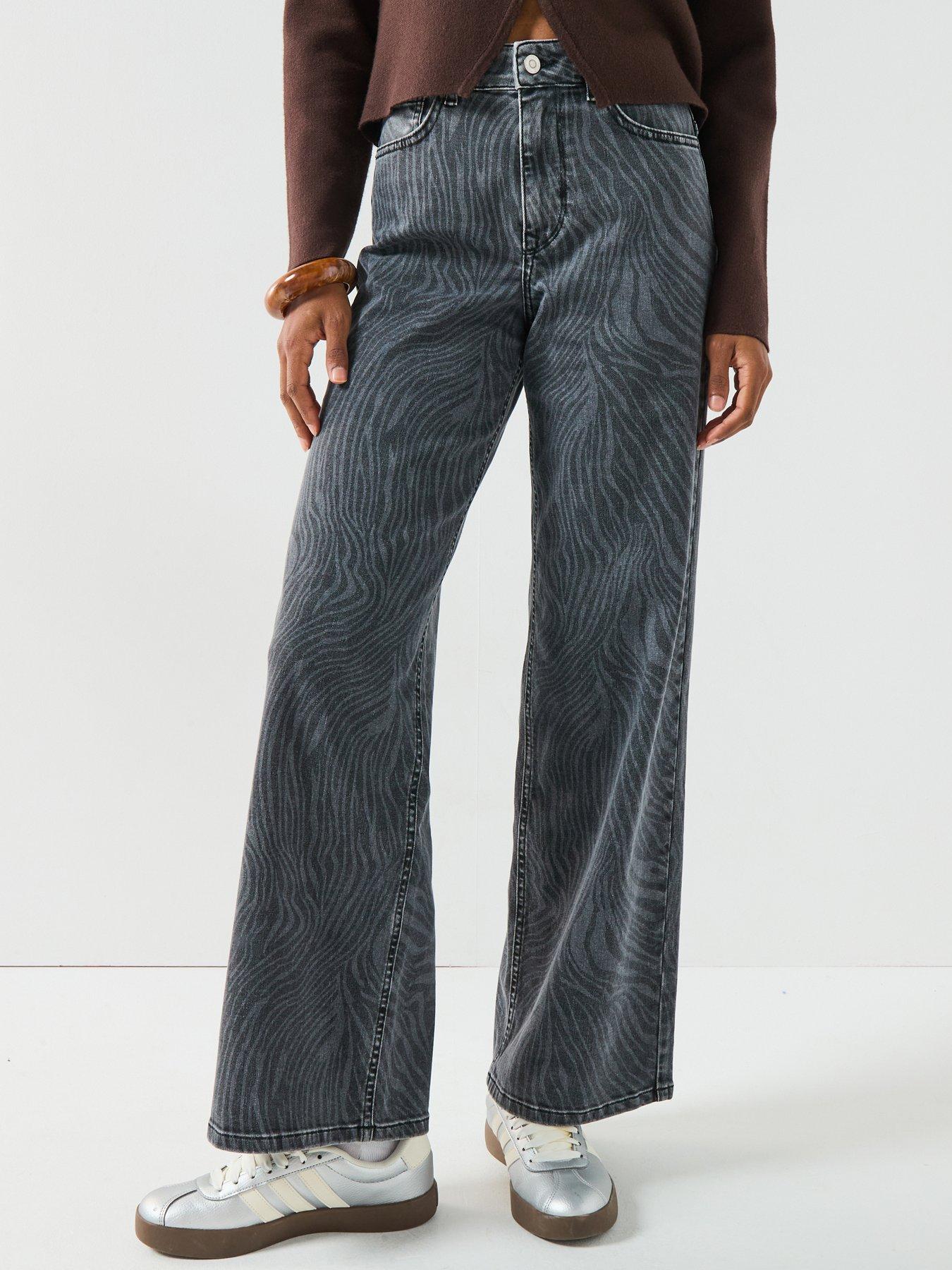 Only Only Blush Zebra High Waist Wide Leg Jean