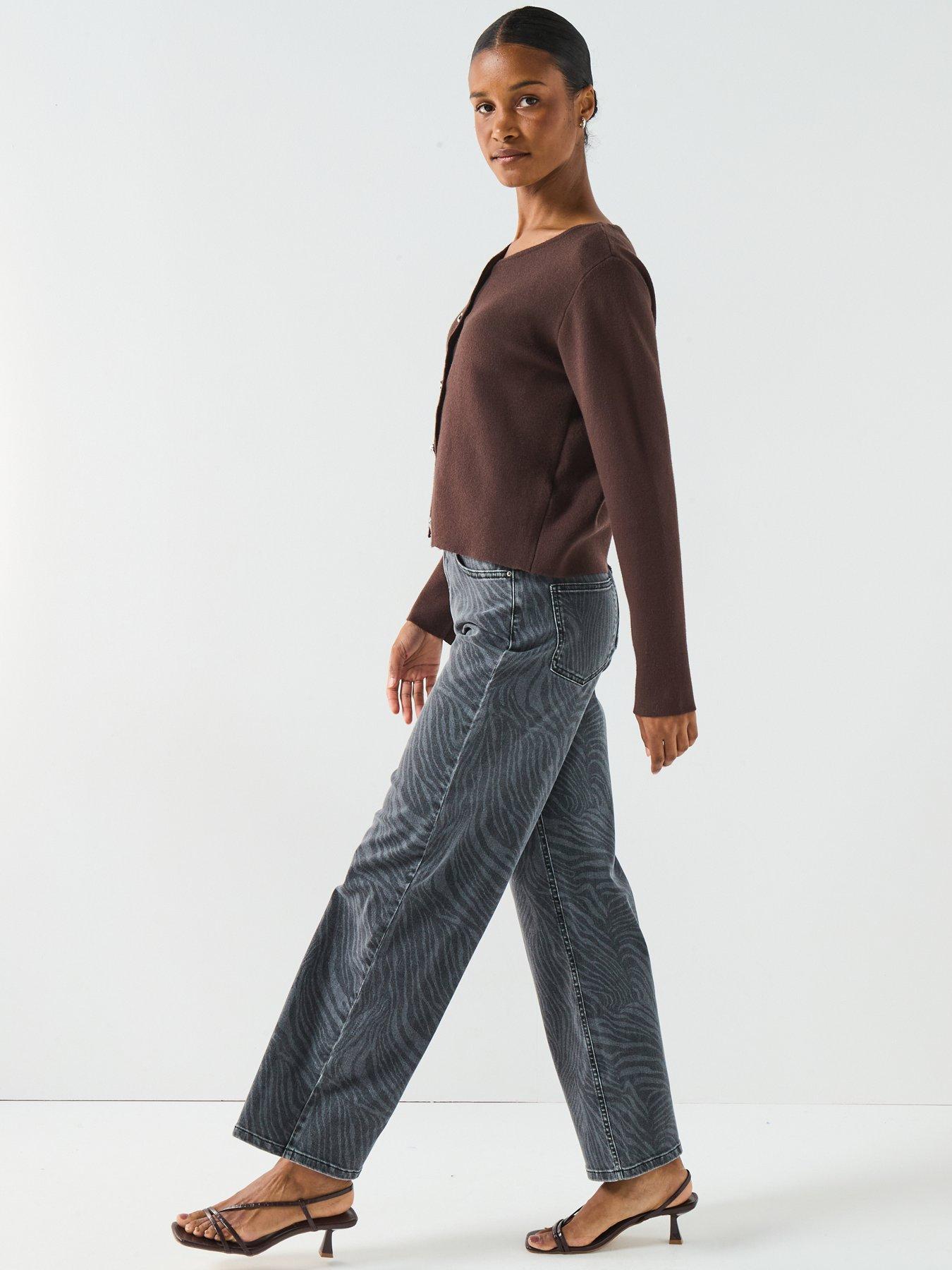 Image 3 of 6 of Only Only Blush Zebra High Waist Wide Leg Jean