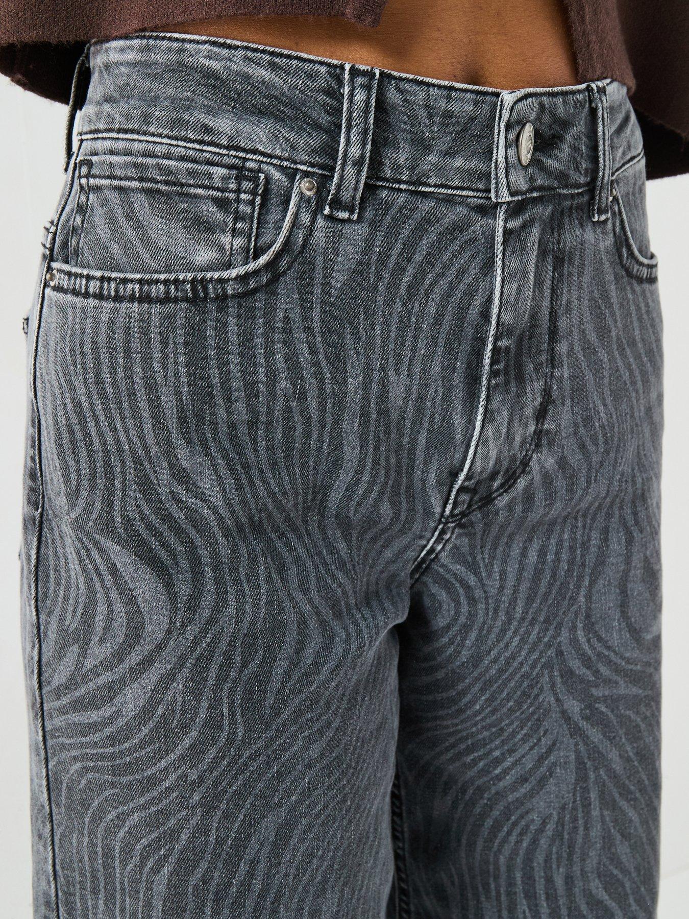 Image 4 of 6 of Only Only Blush Zebra High Waist Wide Leg Jean
