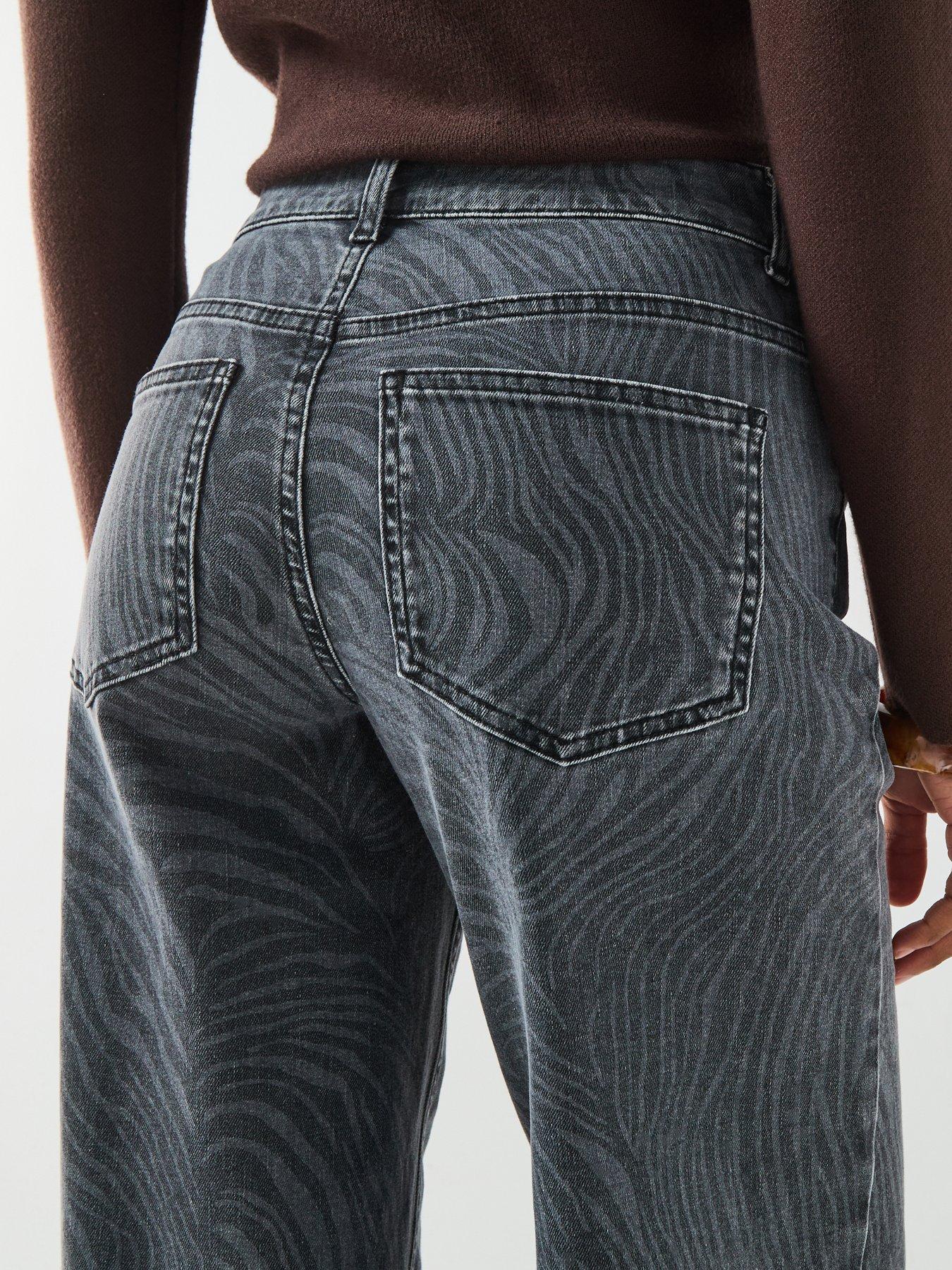 Image 5 of 6 of Only Only Blush Zebra High Waist Wide Leg Jean