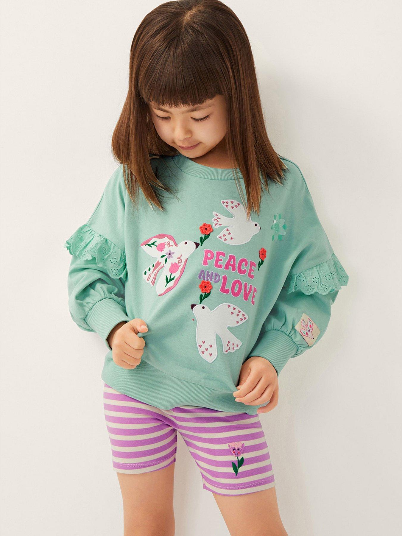 undefined Girls Peace and Love Sweat Set - Light Green