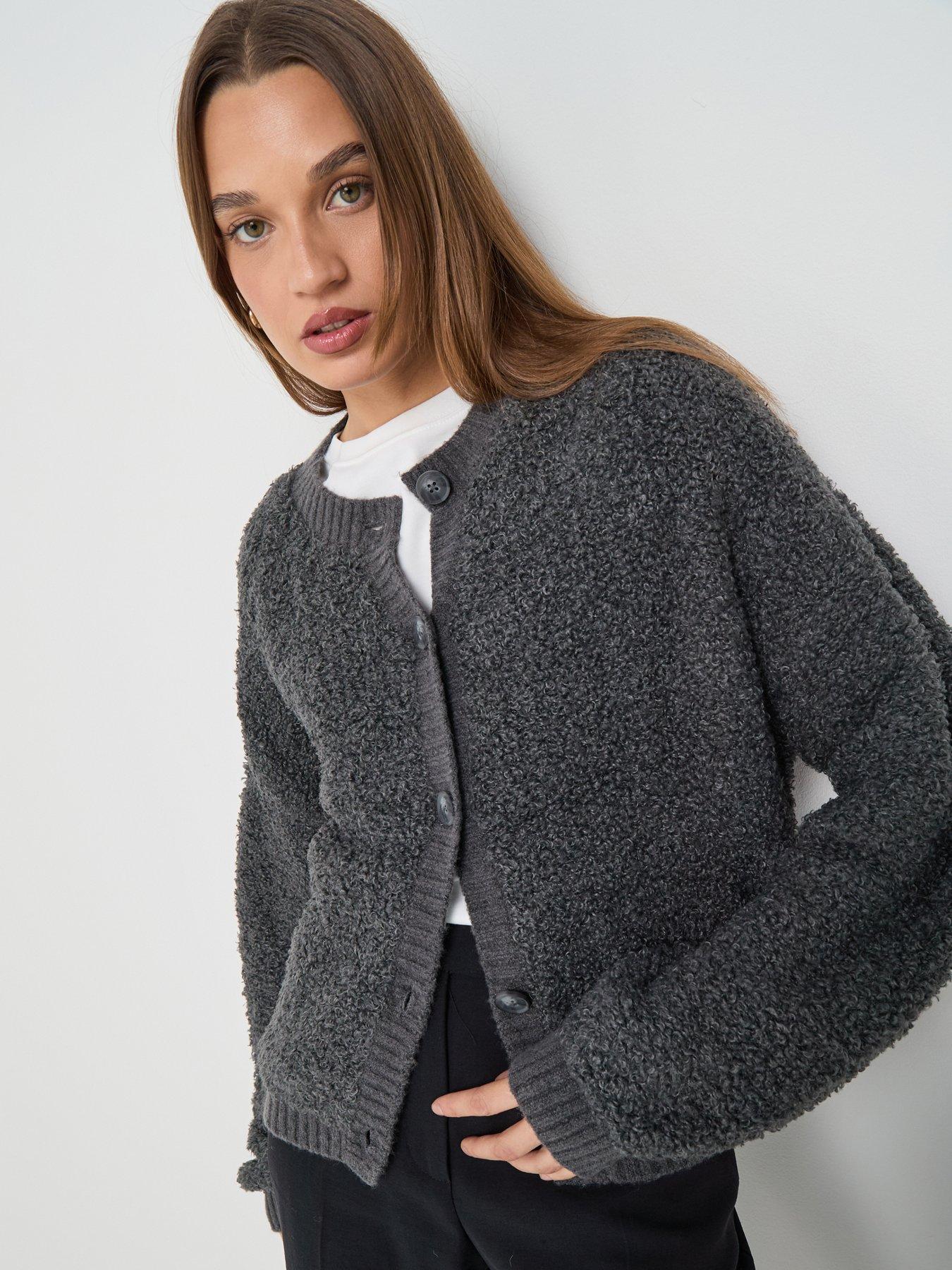 jdy-long-sleeve-teddy-cardigan-grey