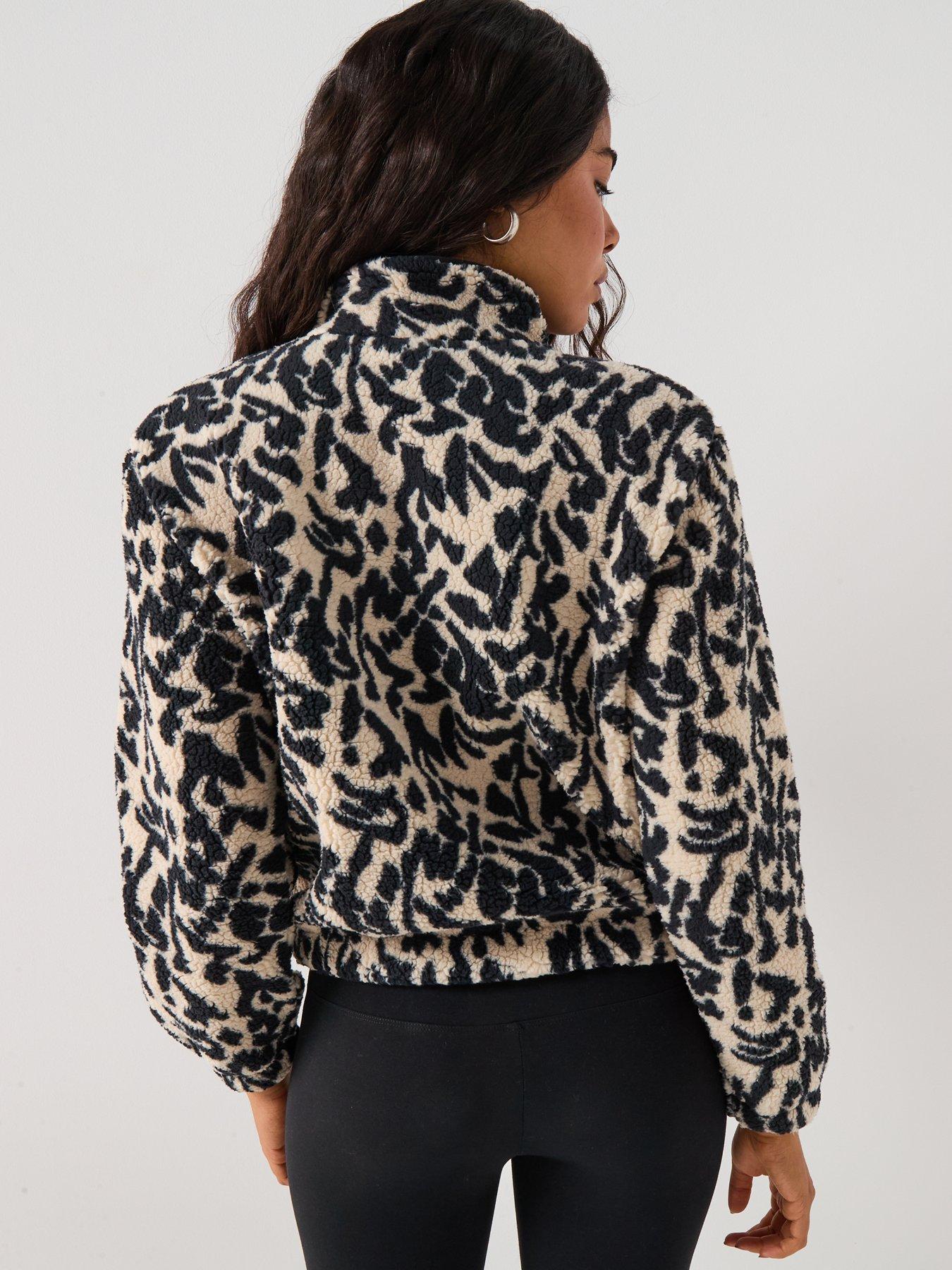 only-animal-print-quarter-zip-fleece-top-beigestillFront