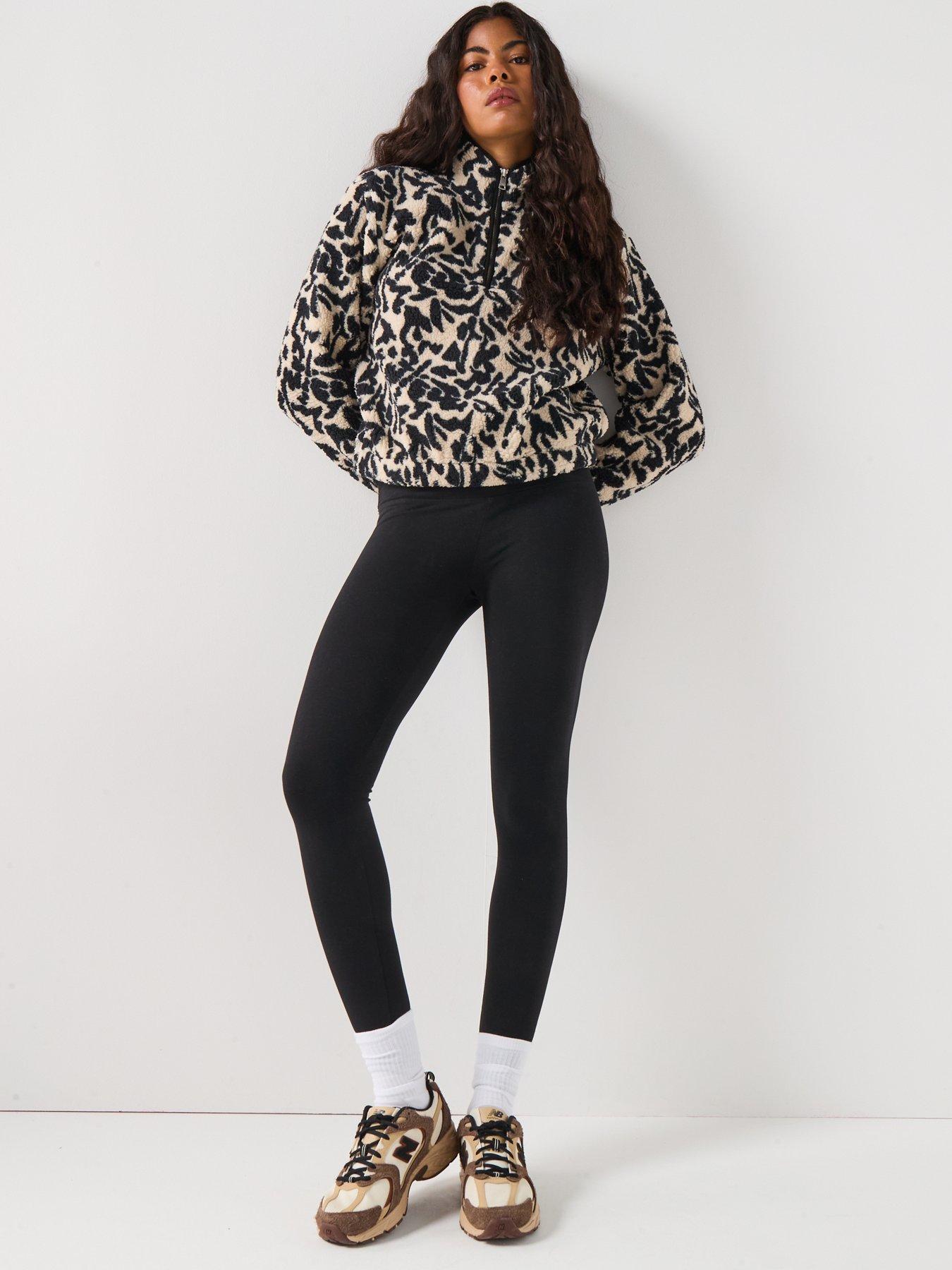 only-animal-print-quarter-zip-fleece-top-beigeback