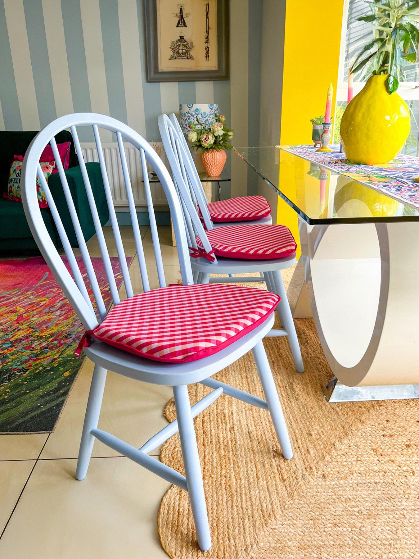 rucomfy Single Seat Indoor/outdoor Chair Seatpad - 2 Pack-cerise Gingham