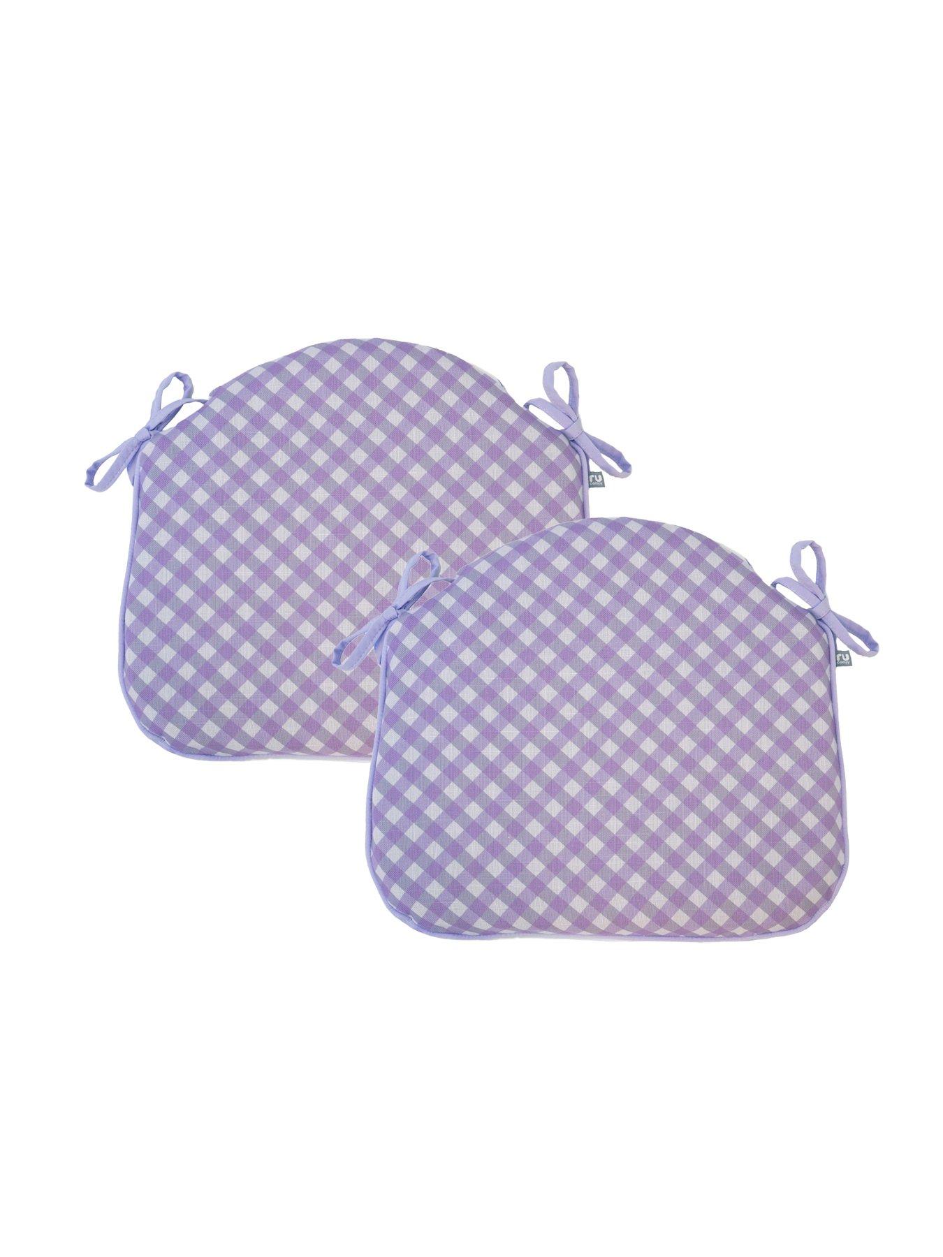 rucomfy Single Seat Indoor/outdoor Chair Seatpad - 2 Pack- Lilac Gingham