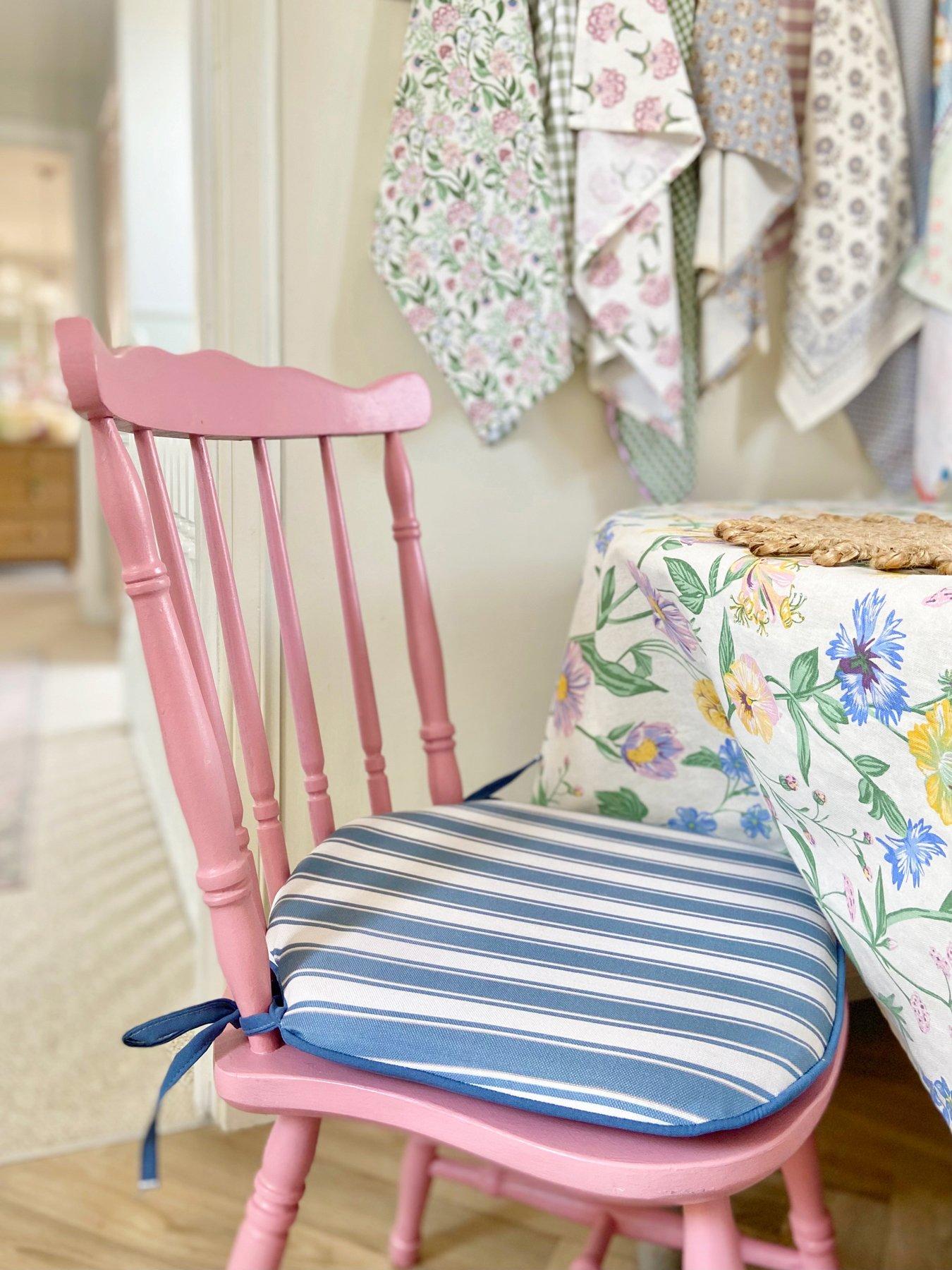 Image 1 of 6 of rucomfy Single Seat Foam Filled Chair Seatpad - 2 Pack- Striped Seafoam Blue