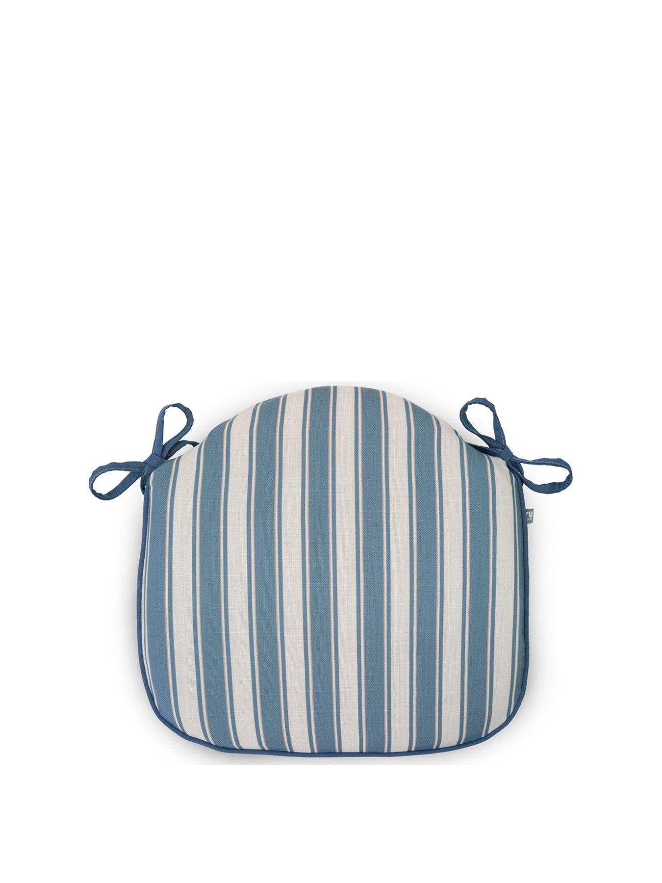 Image 2 of 6 of rucomfy Single Seat Foam Filled Chair Seatpad - 2 Pack- Striped Seafoam Blue
