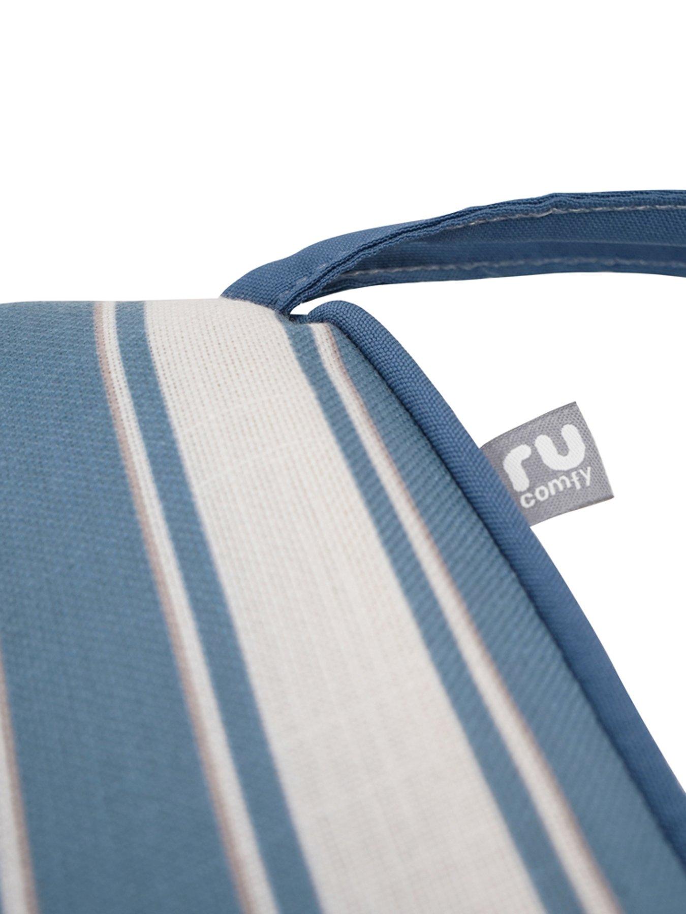 Image 3 of 6 of rucomfy Single Seat Foam Filled Chair Seatpad - 2 Pack- Striped Seafoam Blue